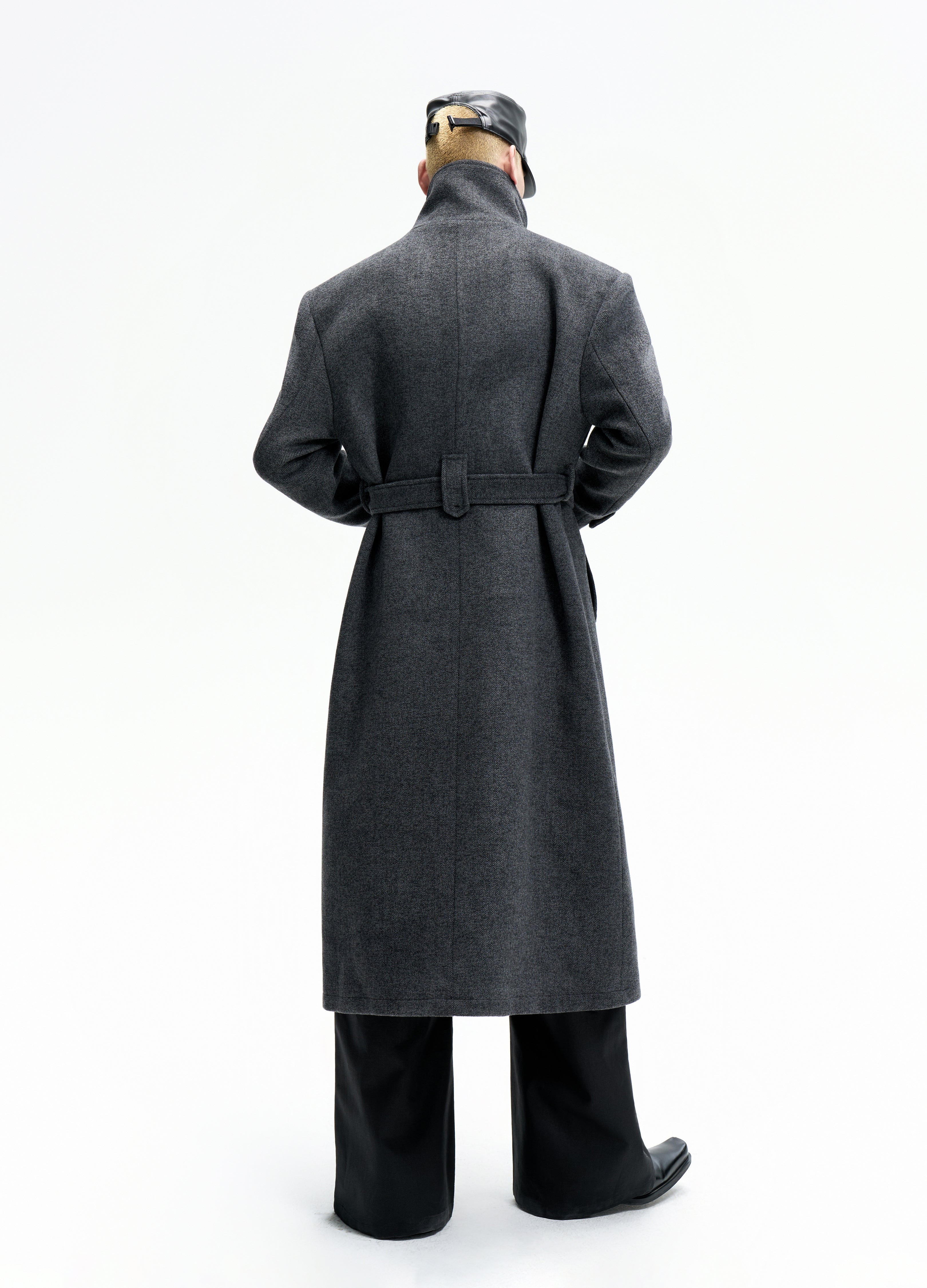 25FW BELTED STRUCTURED WOOL COAT