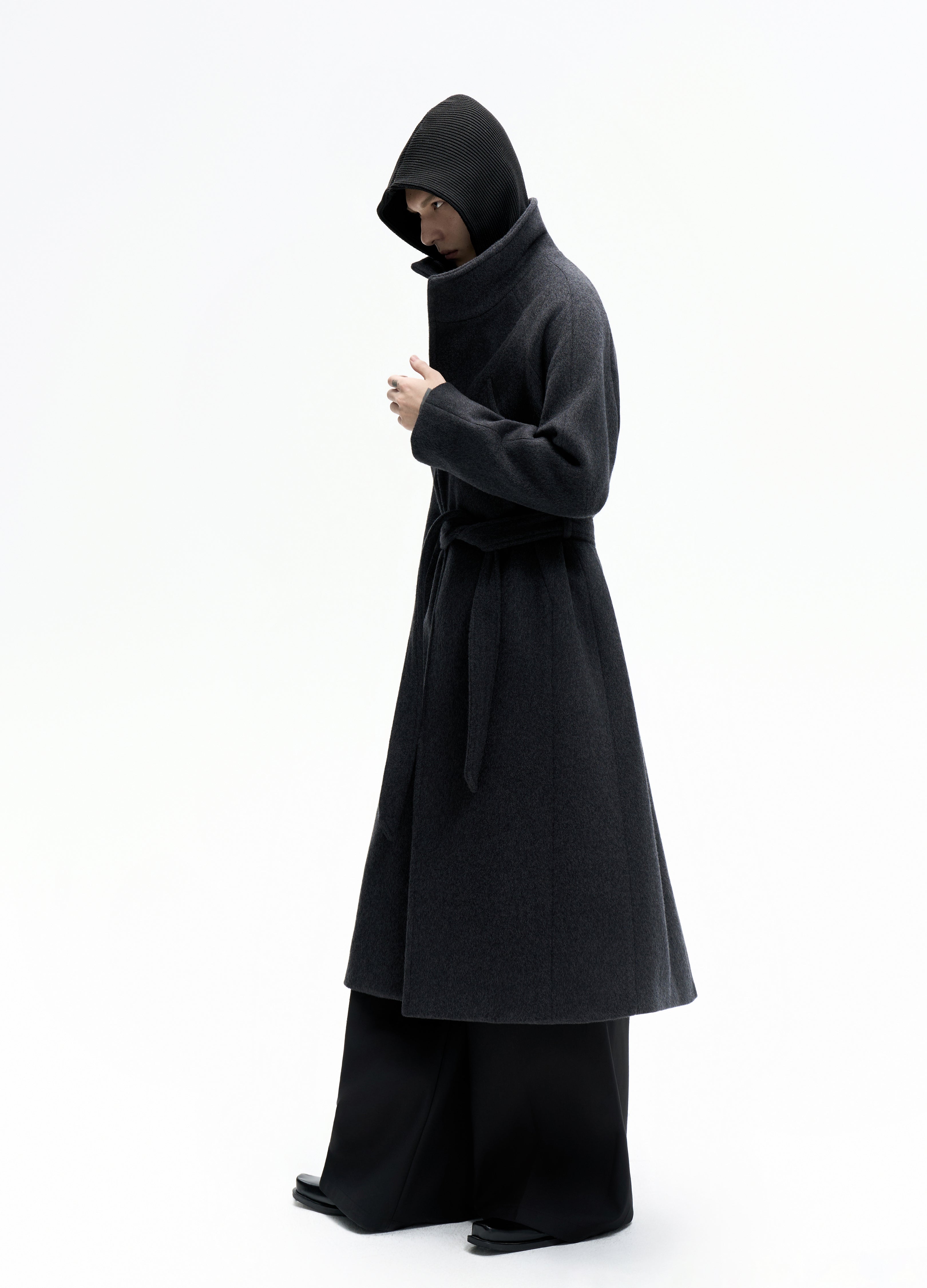 25FW BELTED DECONSTRUCT WOOL COAT