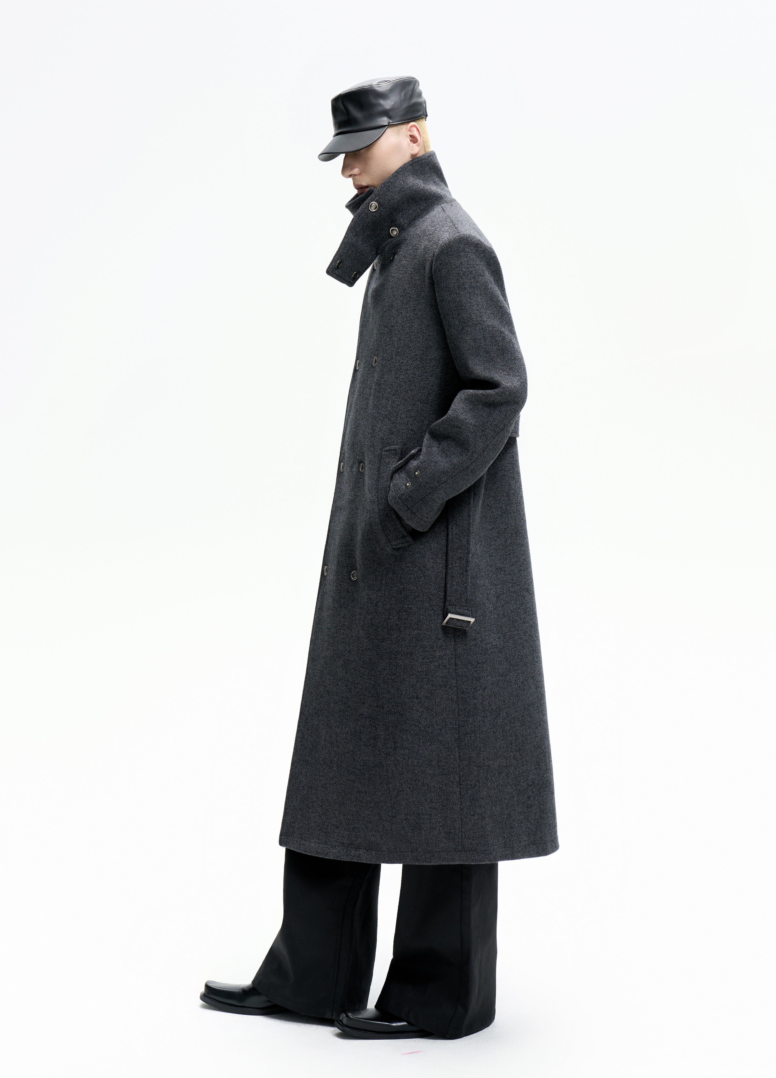 25FW BELTED STRUCTURED WOOL COAT