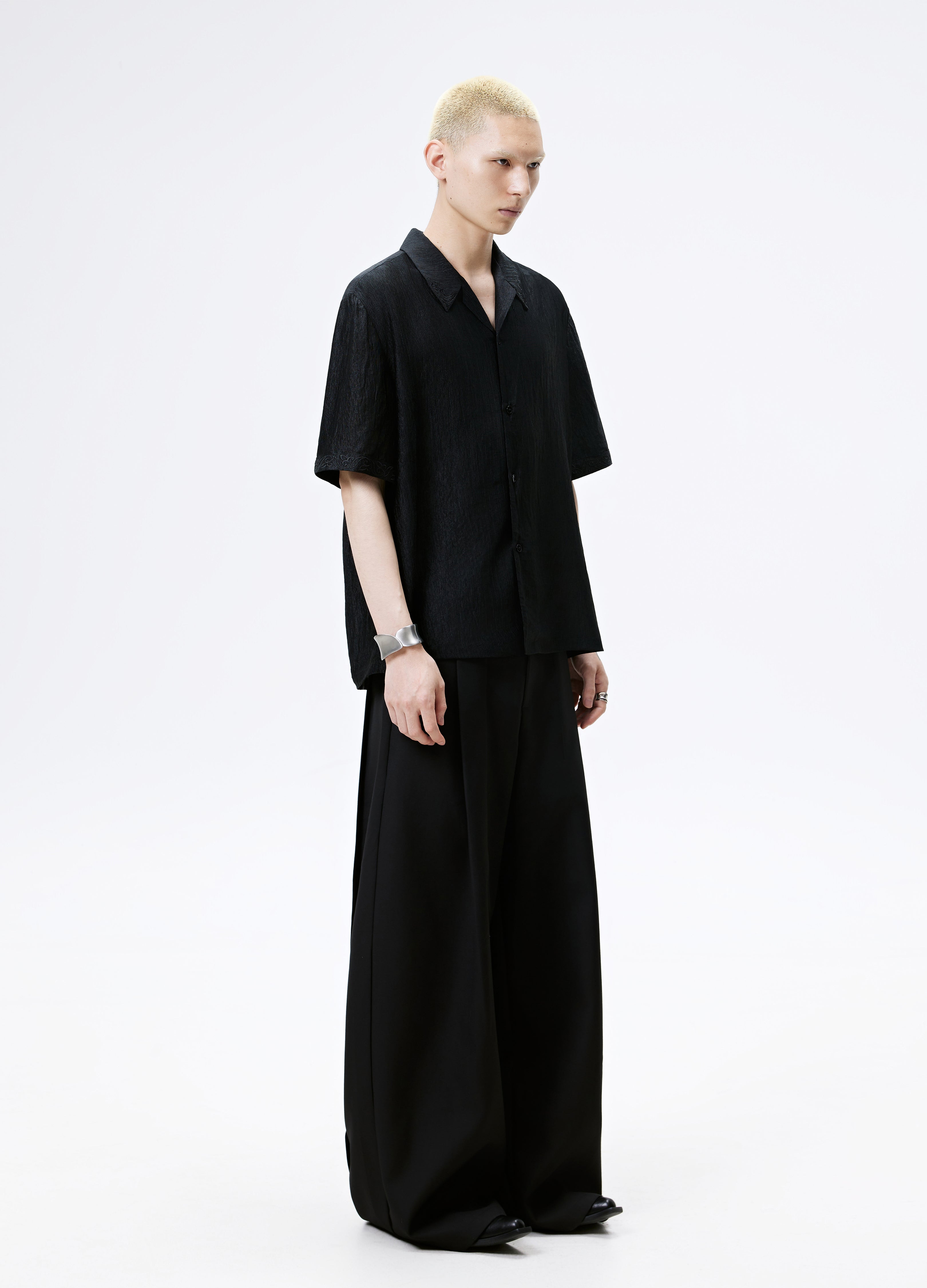 25SS WHITE BLACK TEXTURE SHINE SHIRT