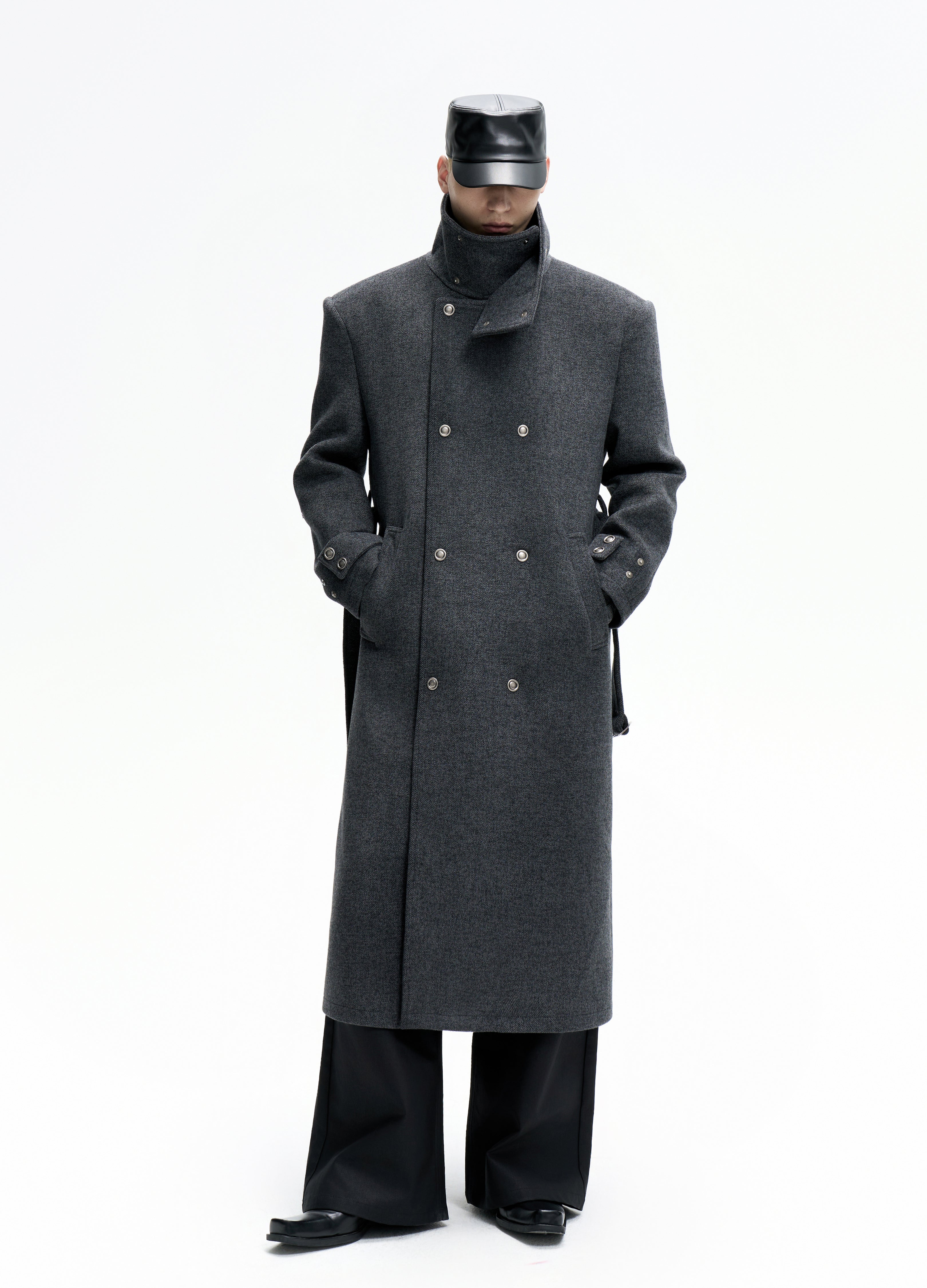 25FW BELTED STRUCTURED WOOL COAT