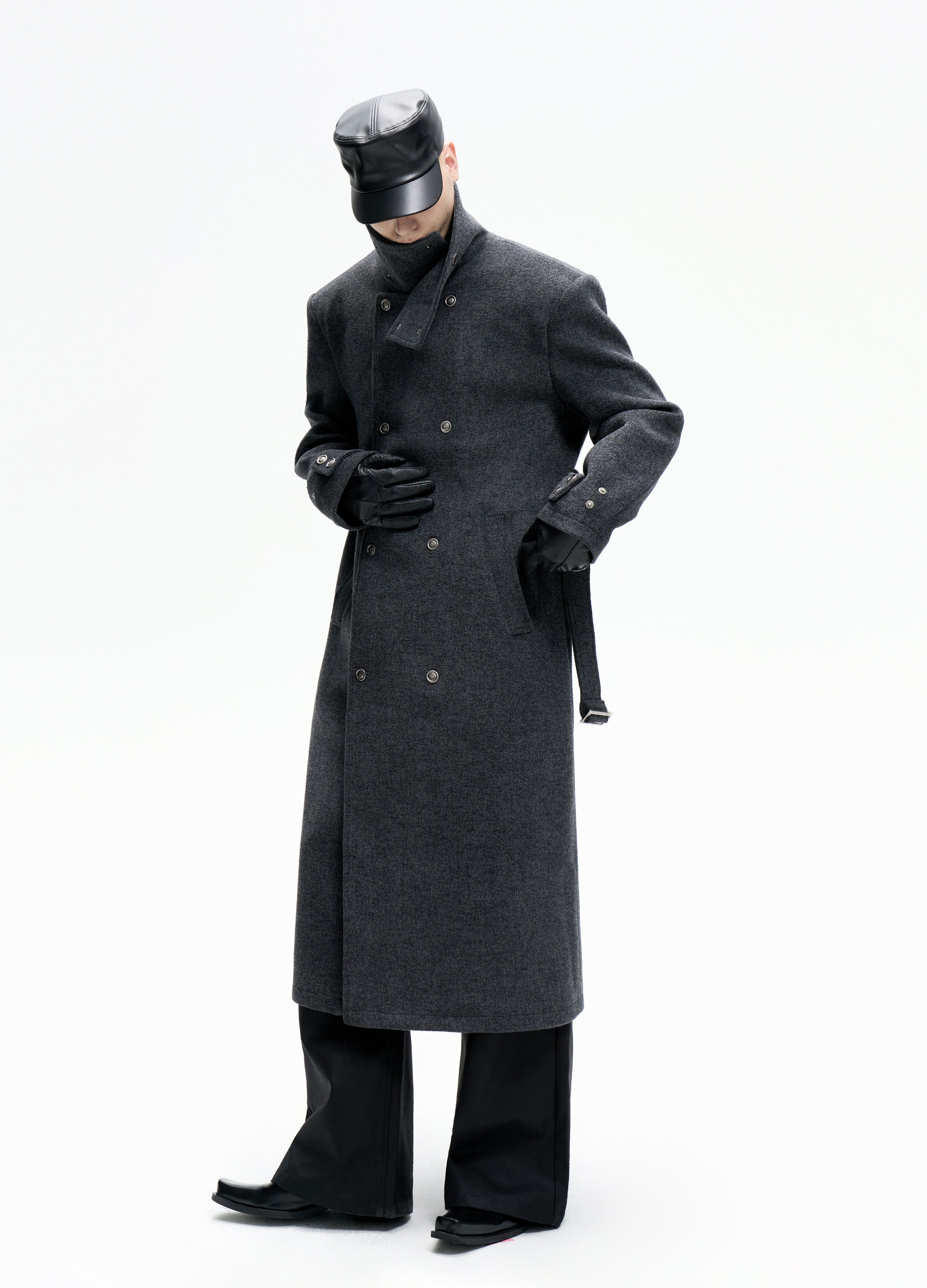 25FW BELTED STRUCTURED WOOL COAT