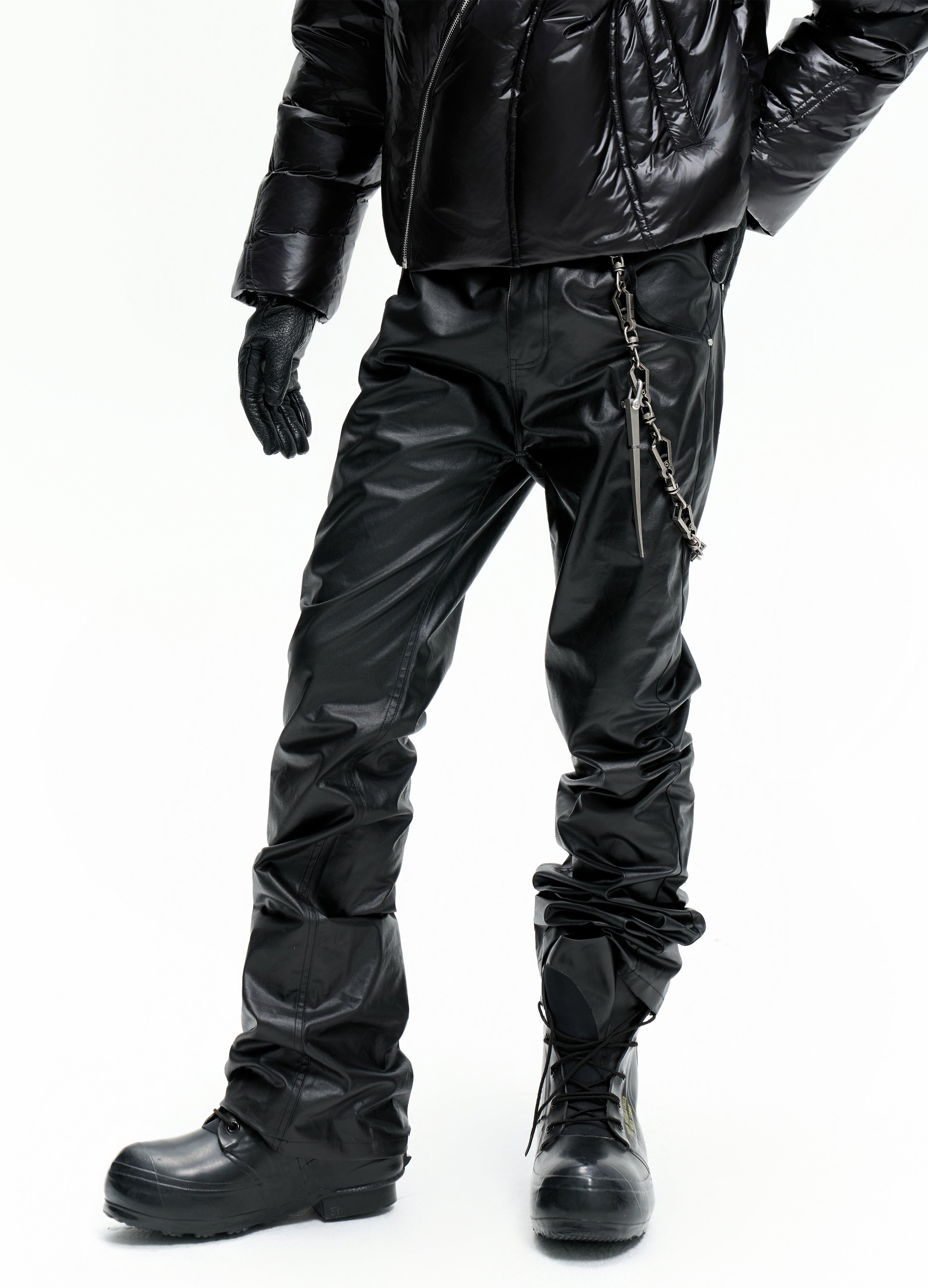 25FW WAXED SKINNY STACKED PANTS