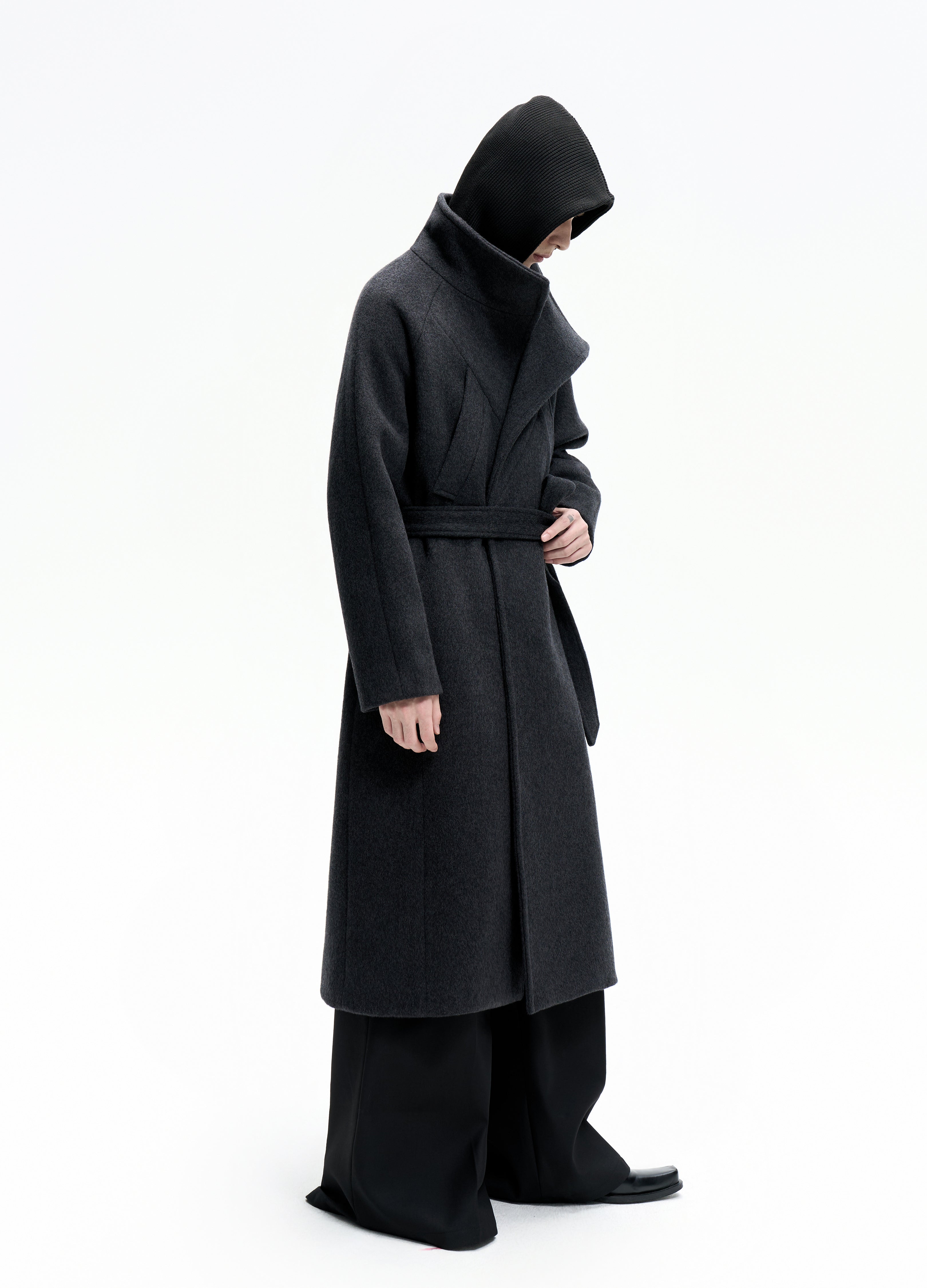 25FW BELTED DECONSTRUCT WOOL COAT