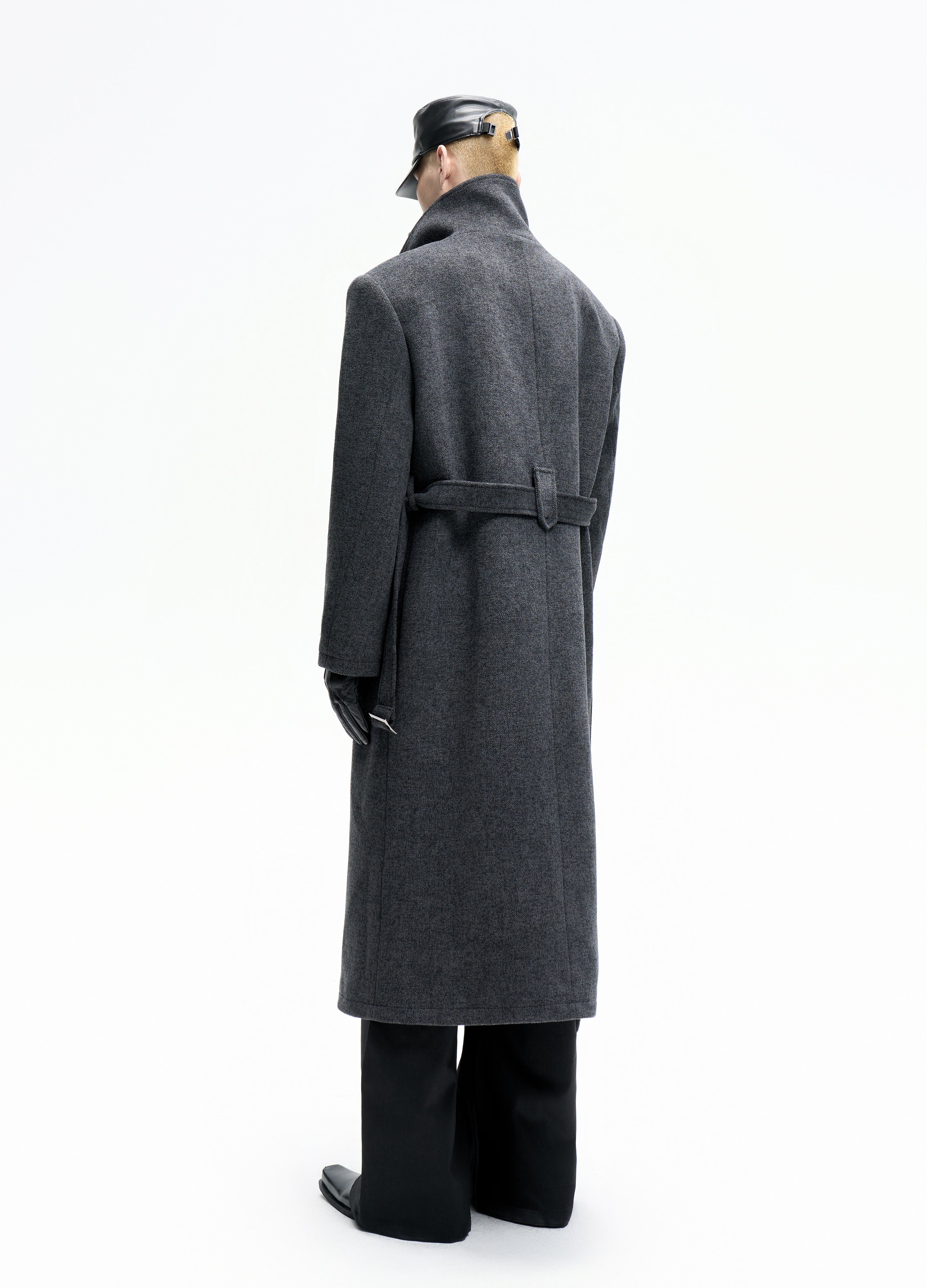 25FW BELTED STRUCTURED WOOL COAT