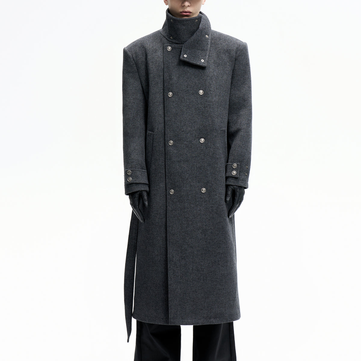 25FW BELTED STRUCTURED WOOL COAT