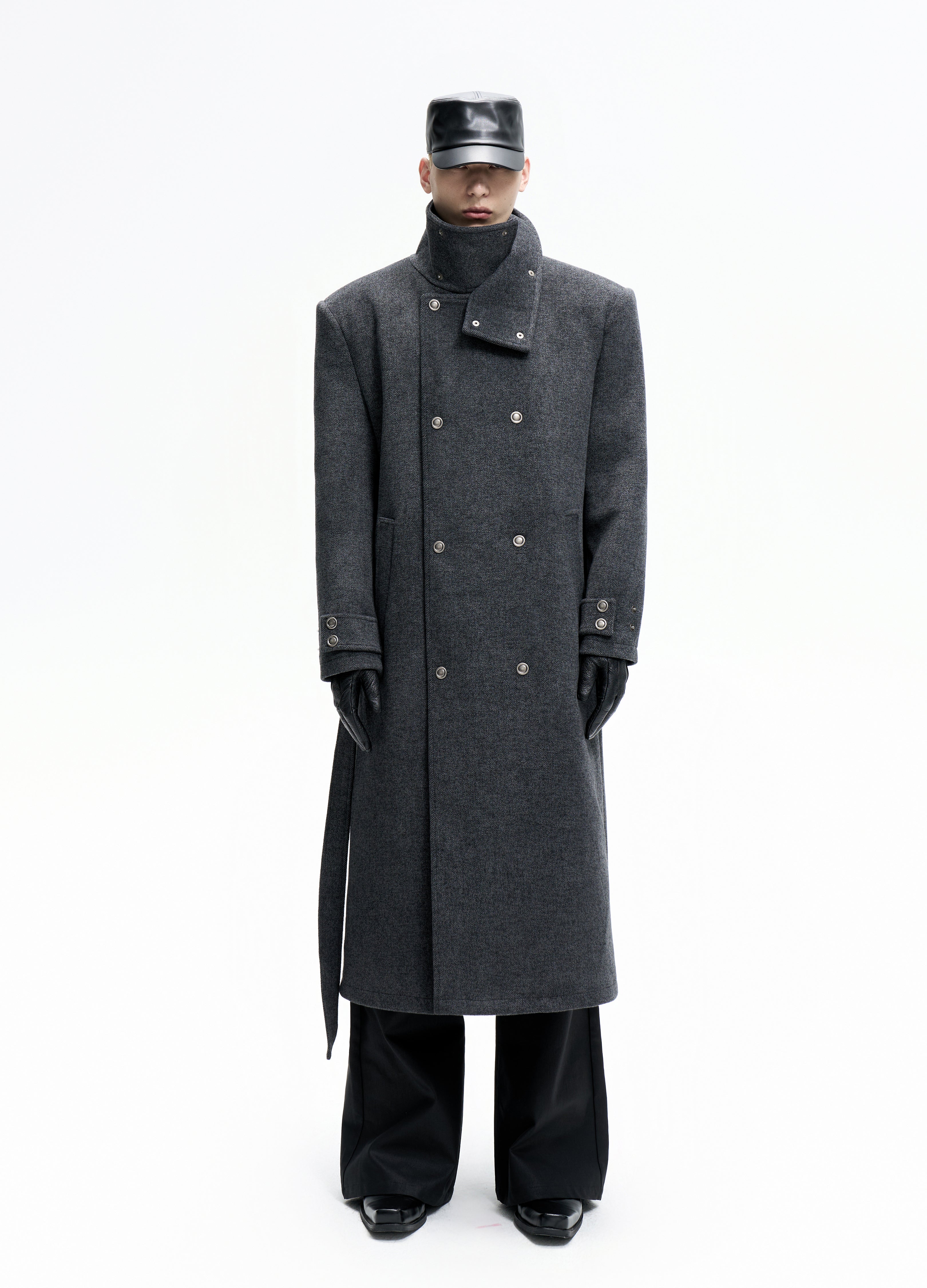 25FW BELTED STRUCTURED WOOL COAT