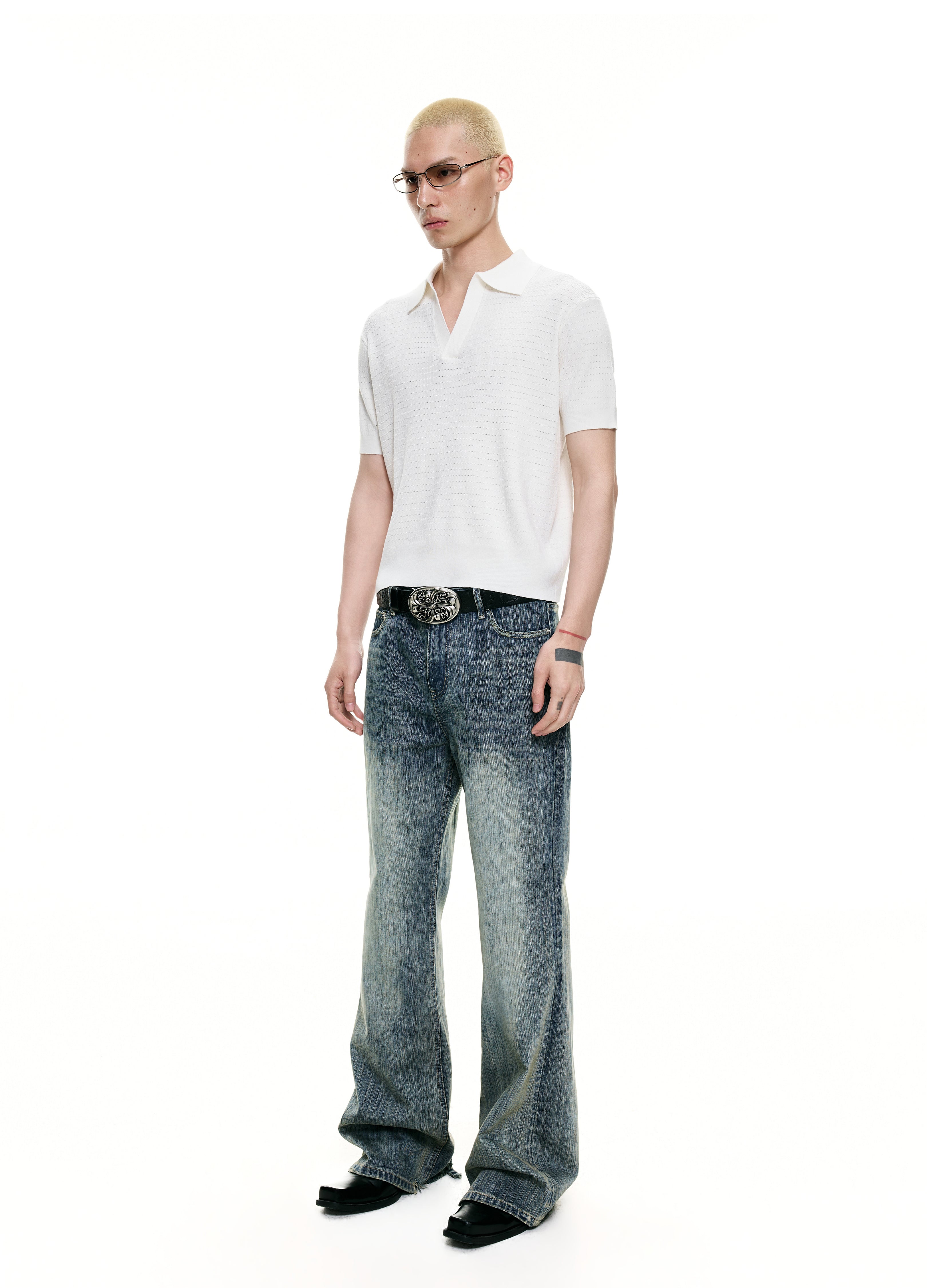 26SS OPEN-KNIT RESORT POLO
