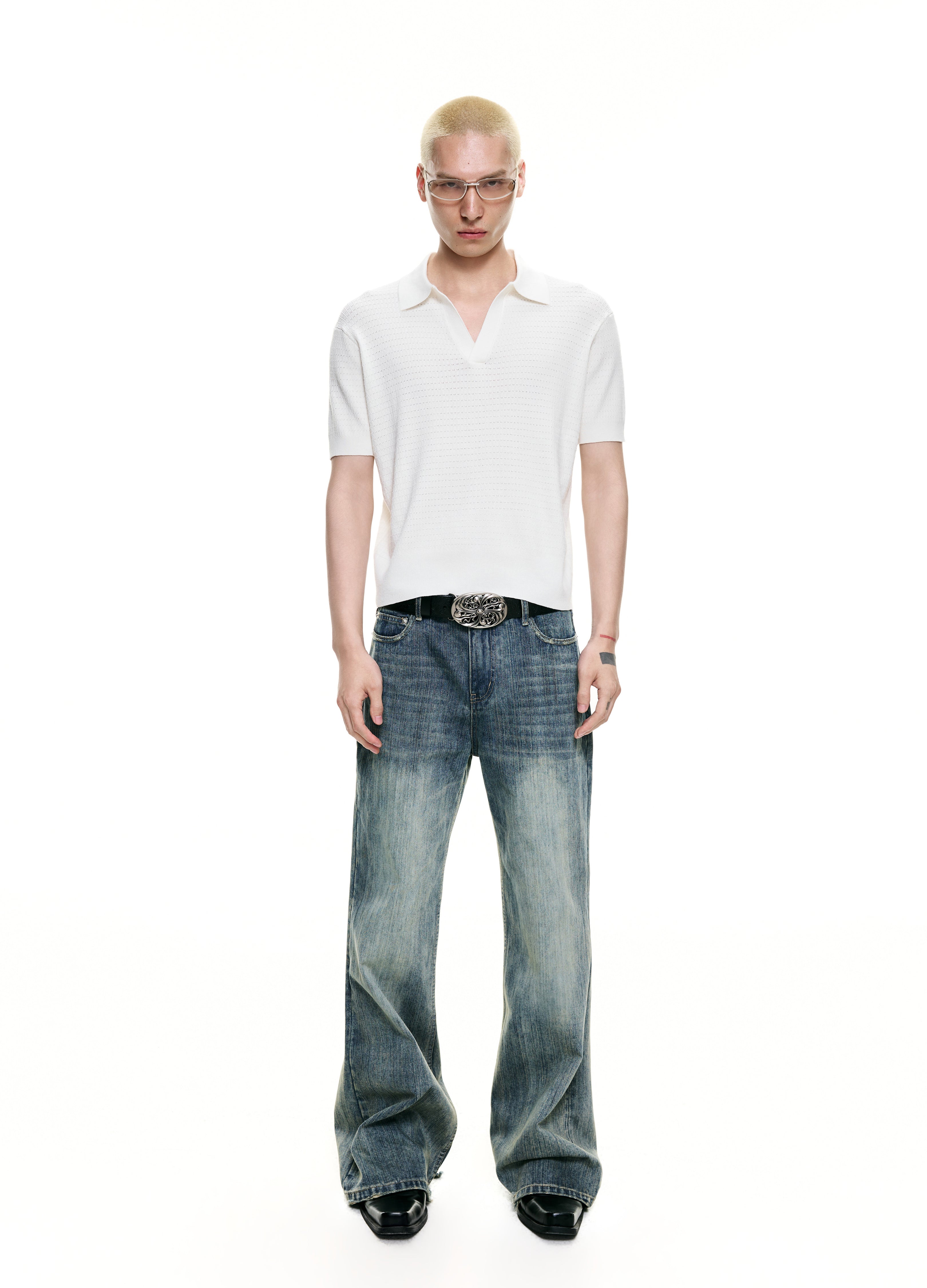 26SS OPEN-KNIT RESORT POLO