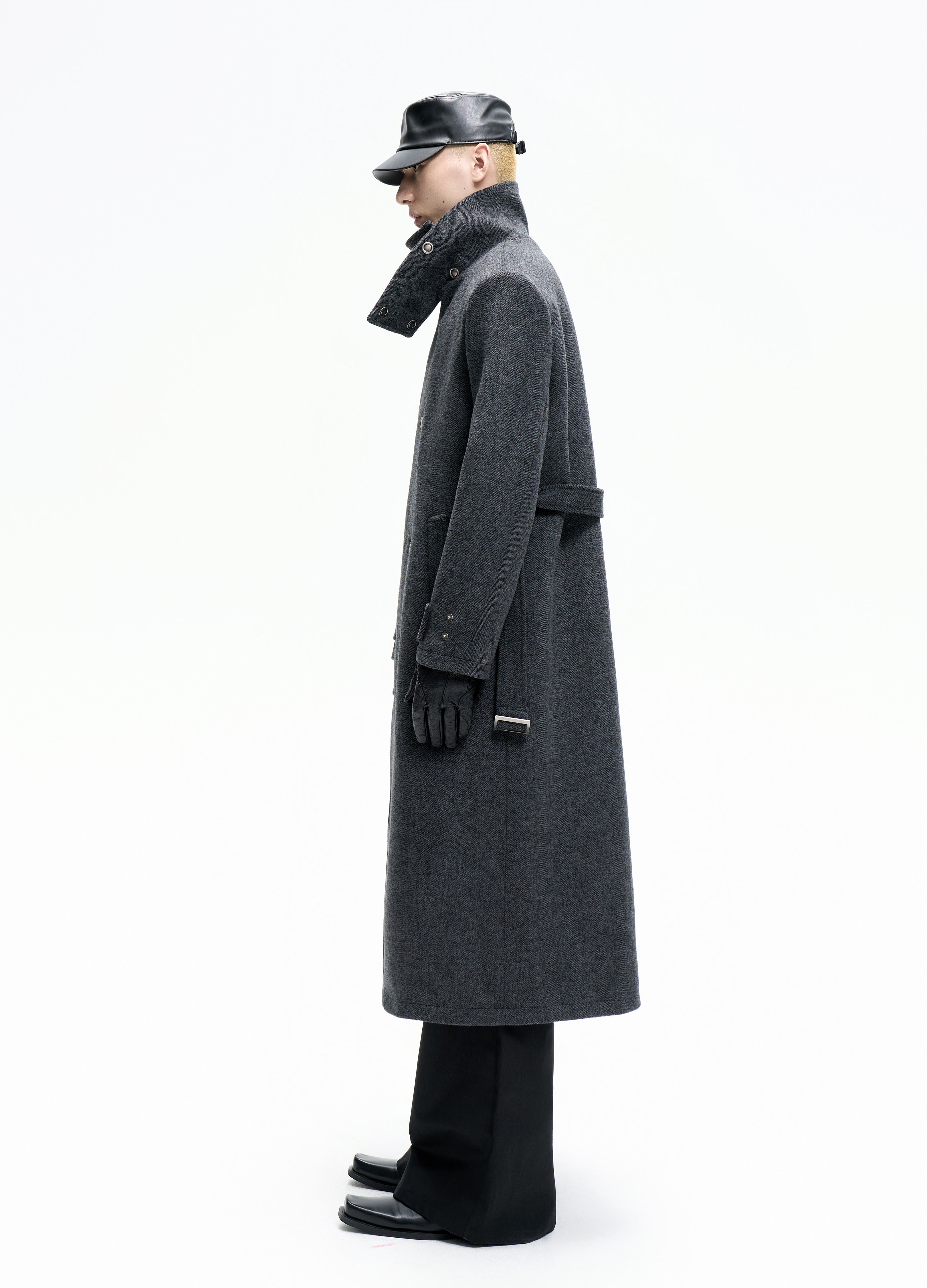 25FW BELTED STRUCTURED WOOL COAT