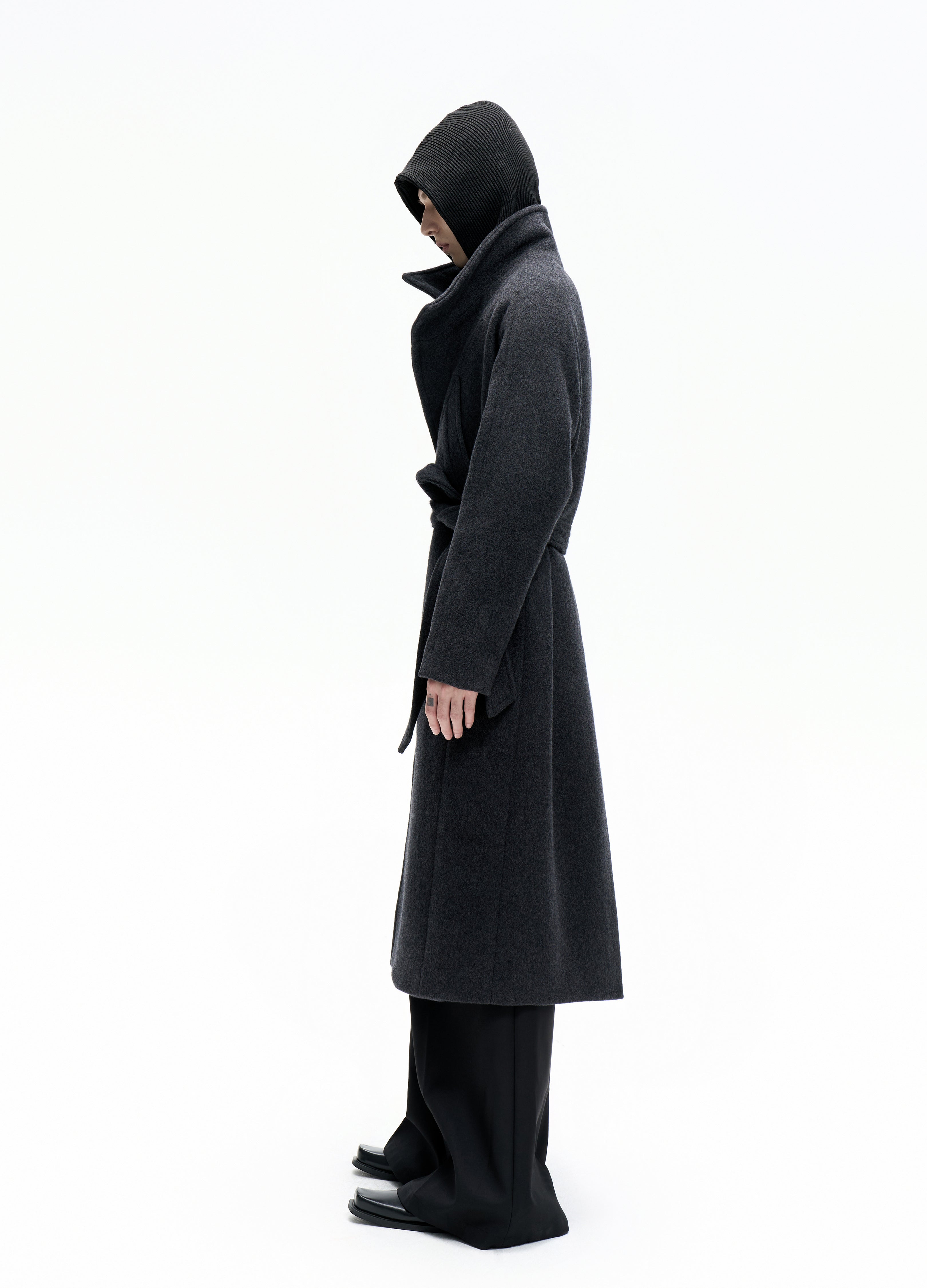 25FW BELTED DECONSTRUCT WOOL COAT