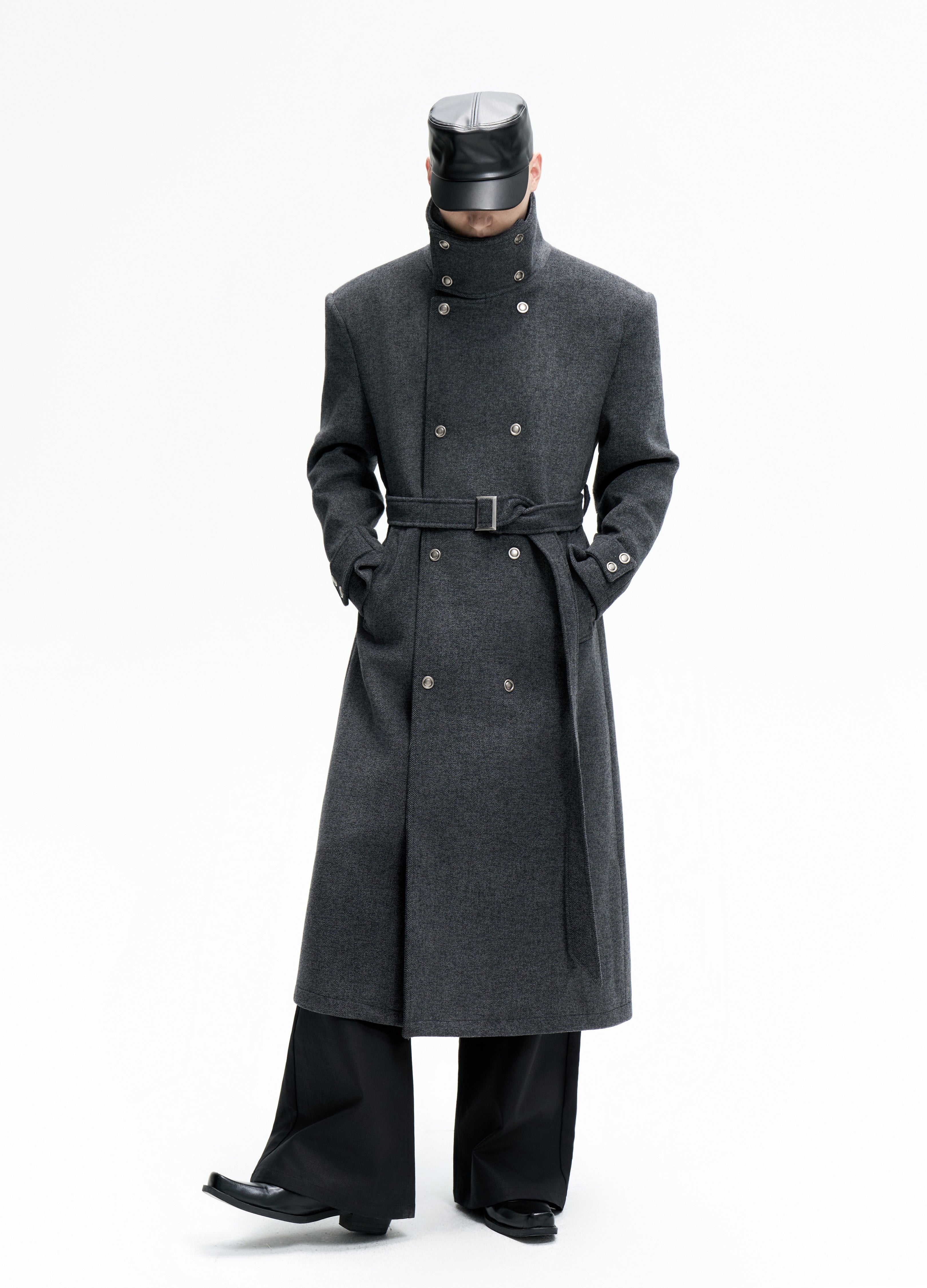 25FW BELTED STRUCTURED WOOL COAT