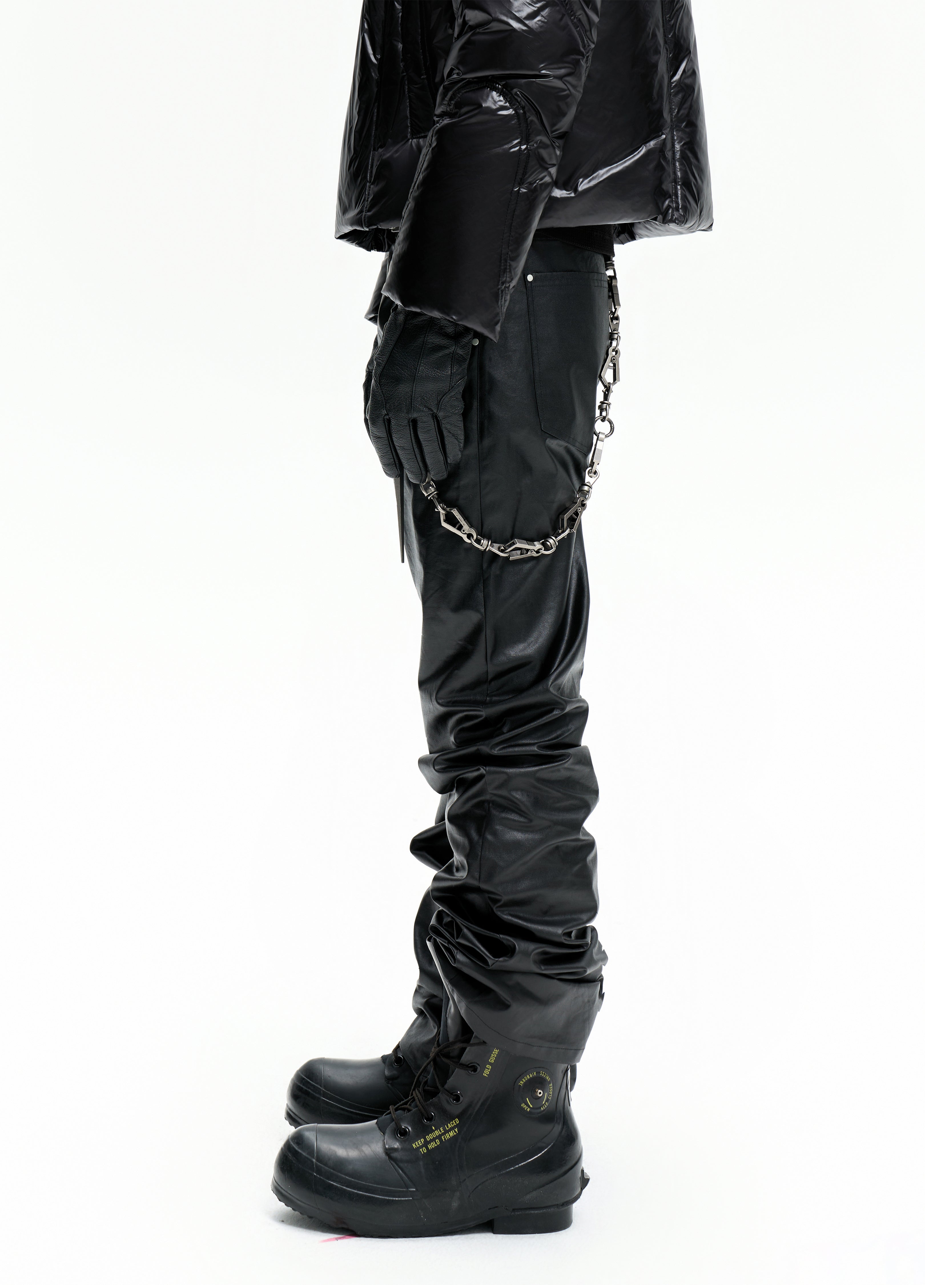 25FW WAXED SKINNY STACKED PANTS
