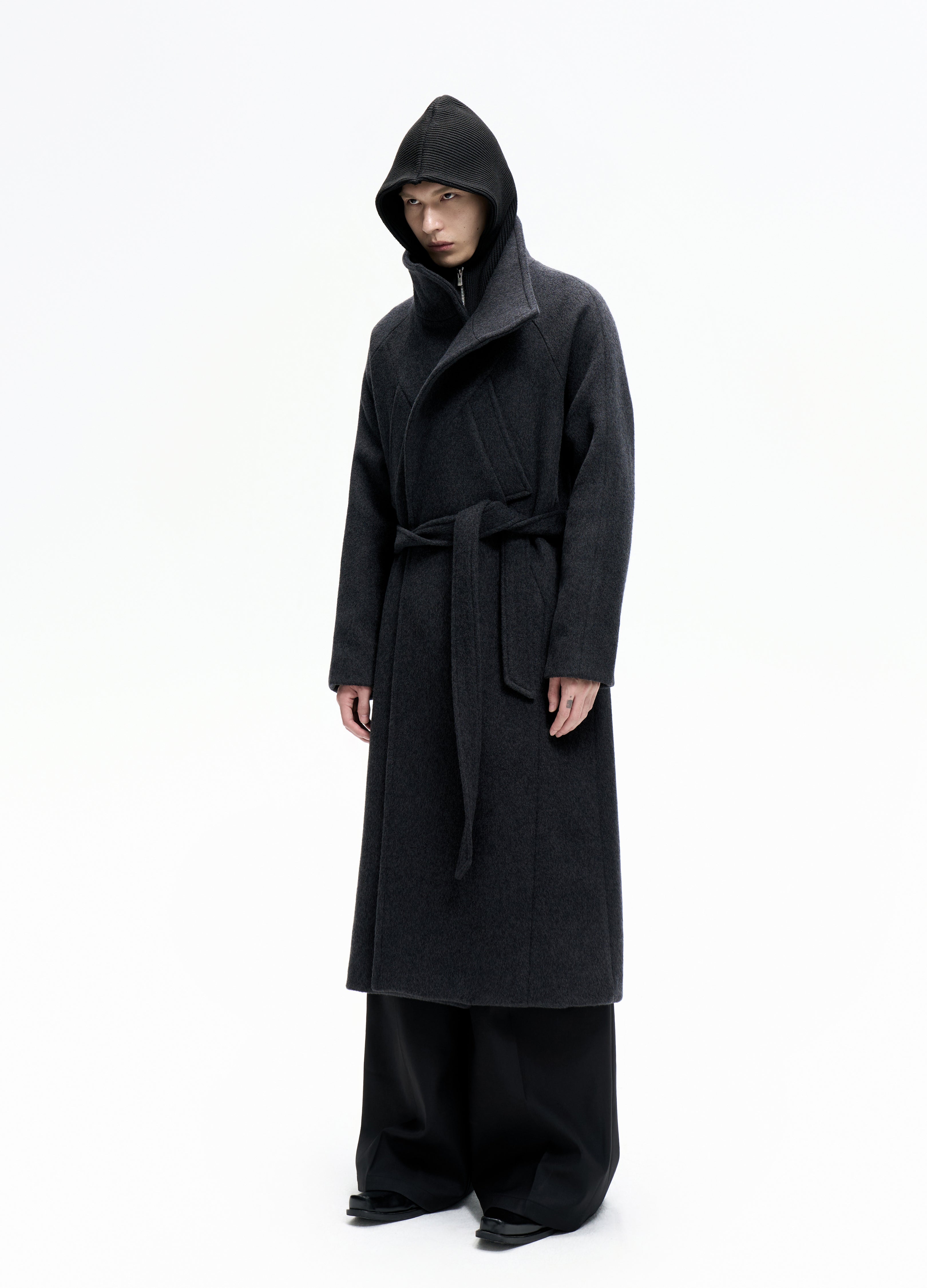 25FW BELTED DECONSTRUCT WOOL COAT