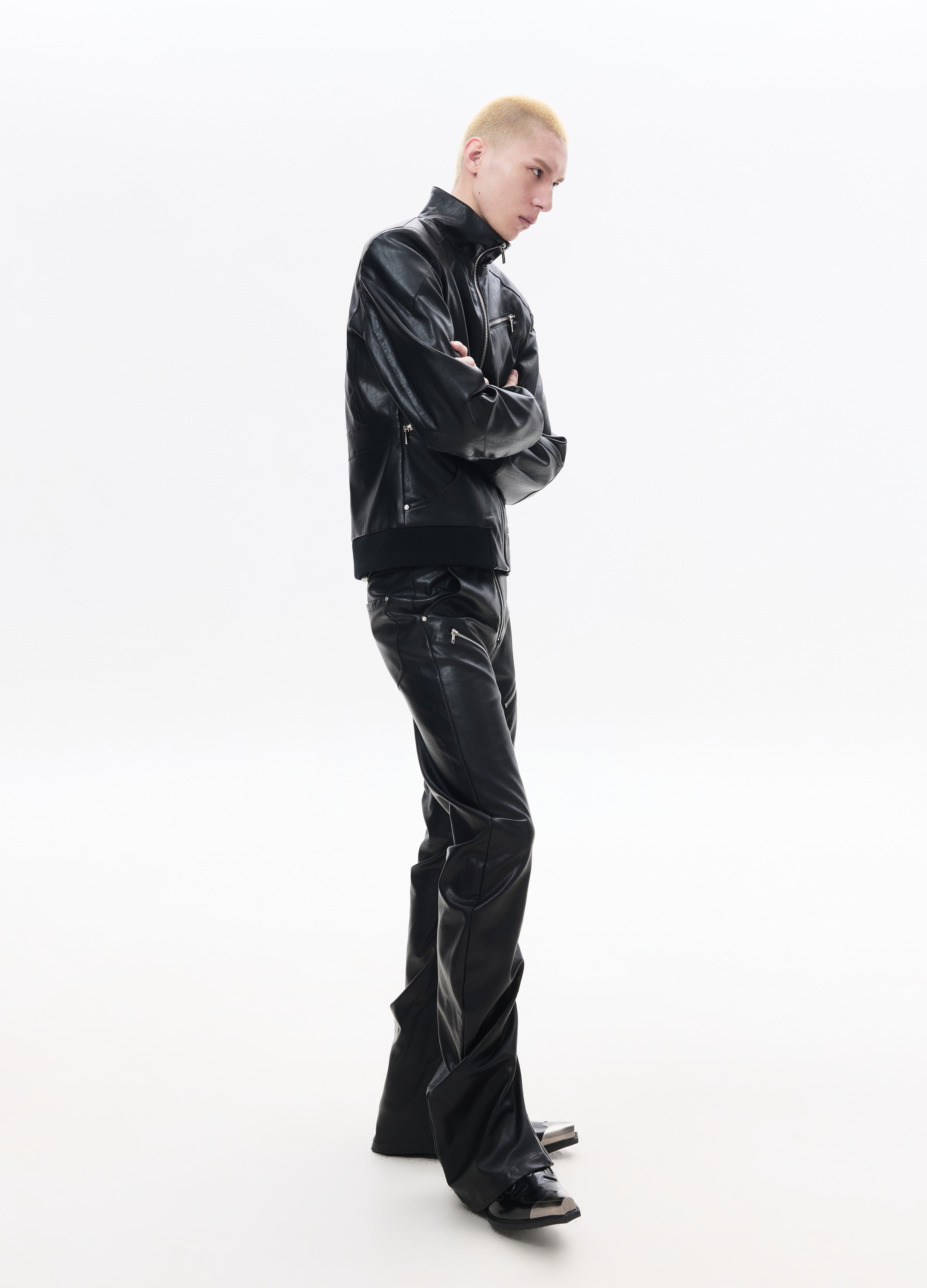 26SS STAND-COLLAR LEATHER JACKET