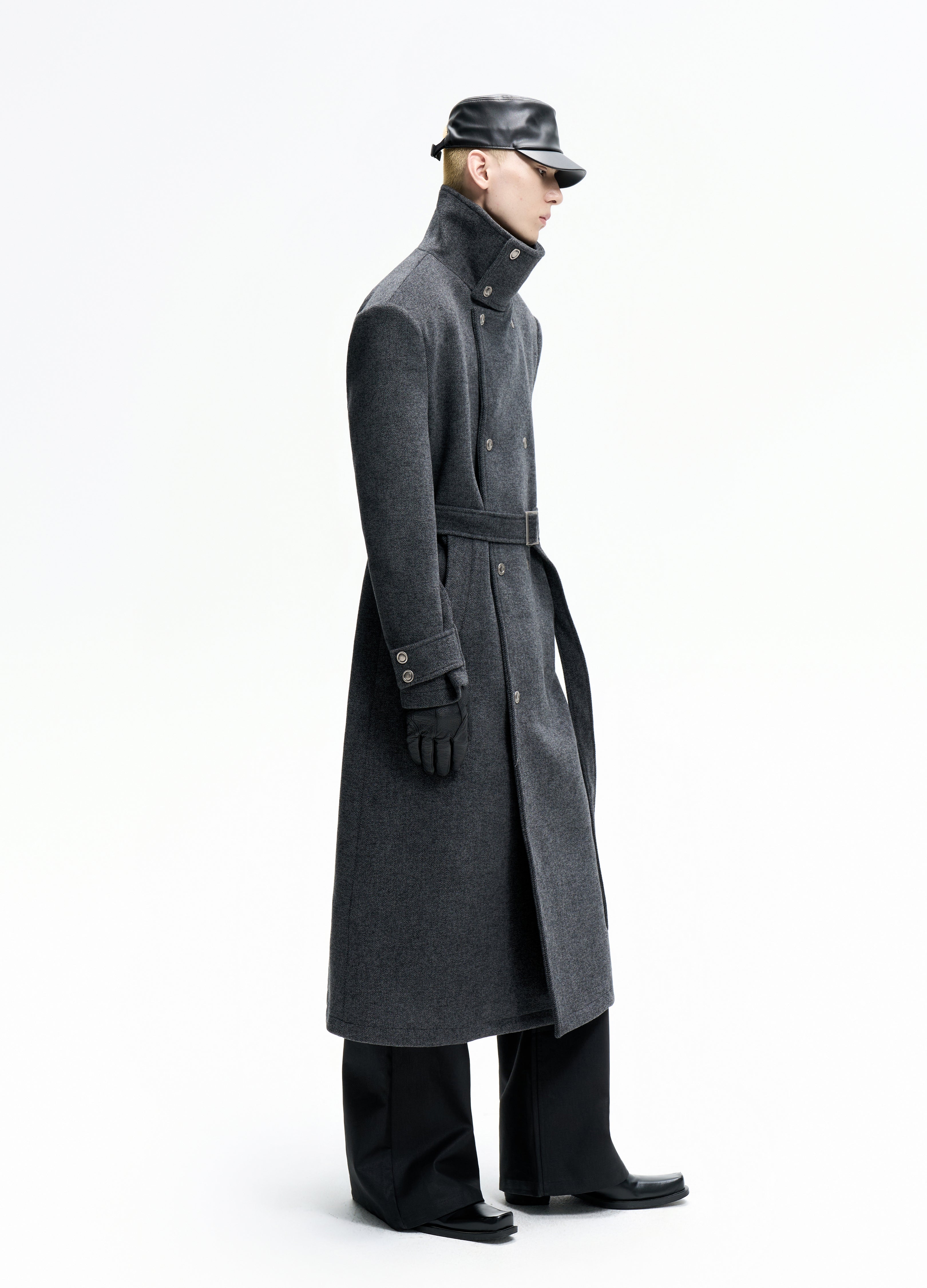25FW BELTED STRUCTURED WOOL COAT