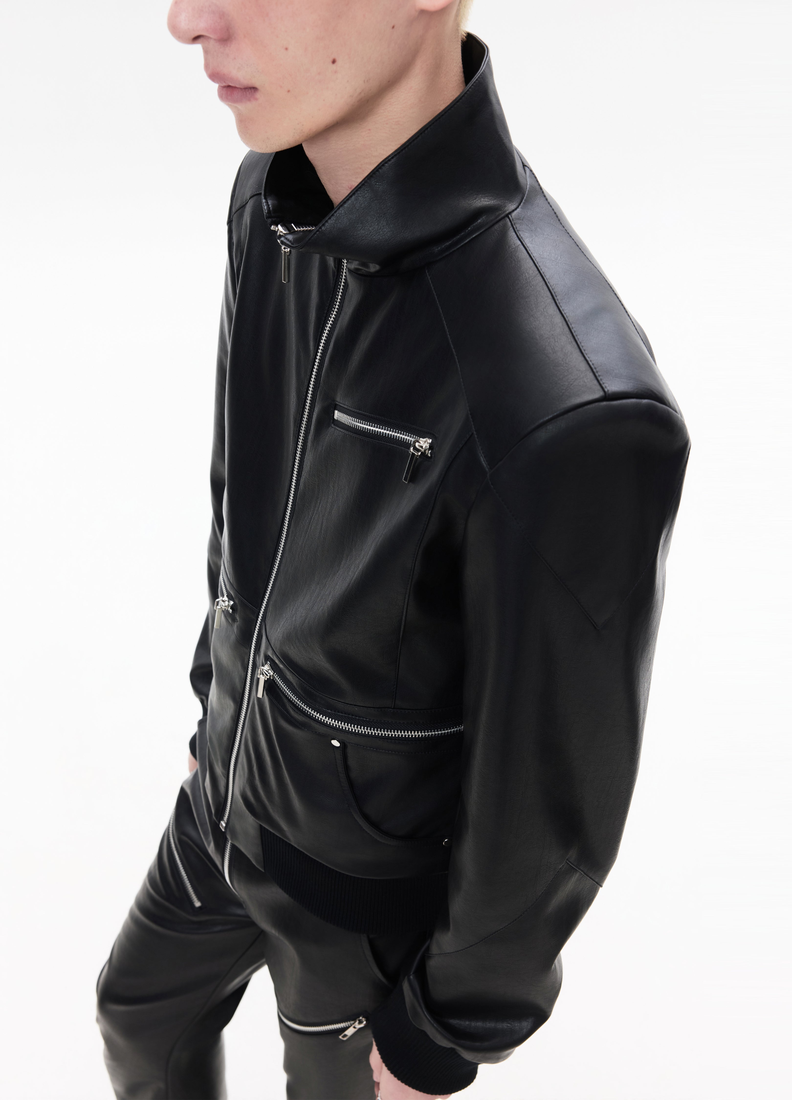 26SS STAND-COLLAR LEATHER JACKET