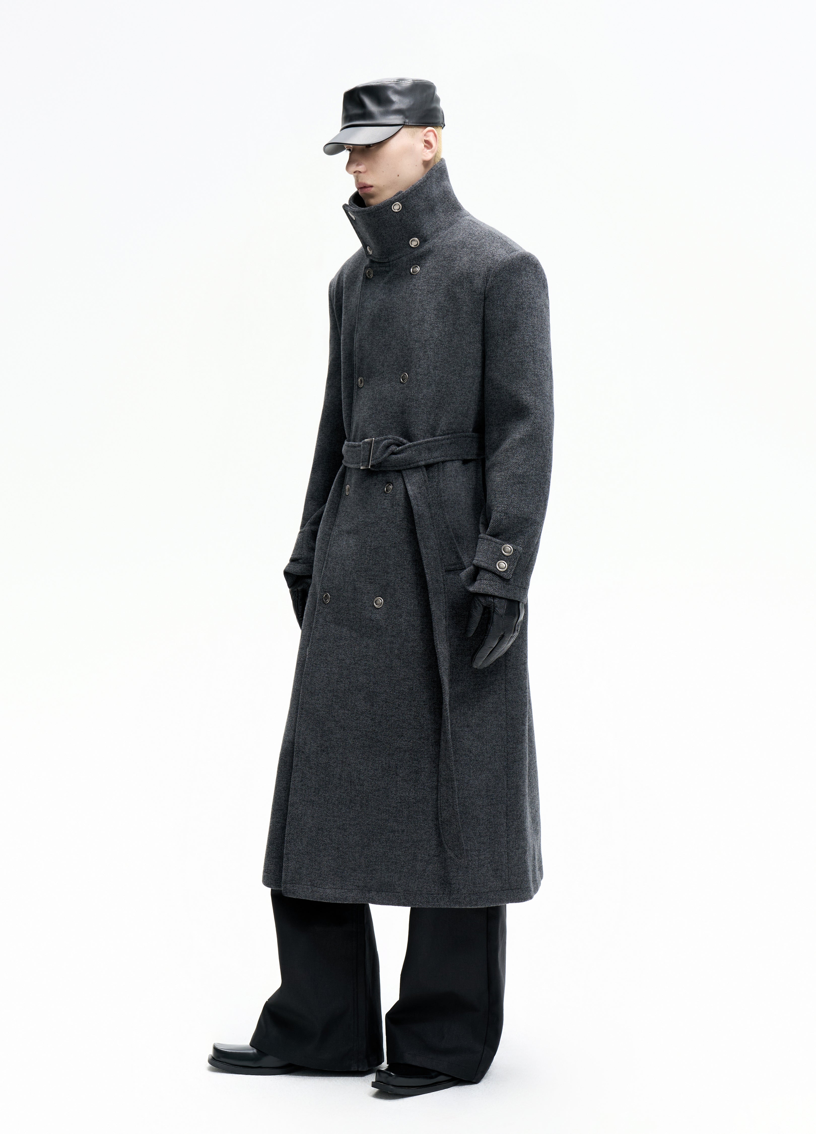 25FW BELTED STRUCTURED WOOL COAT