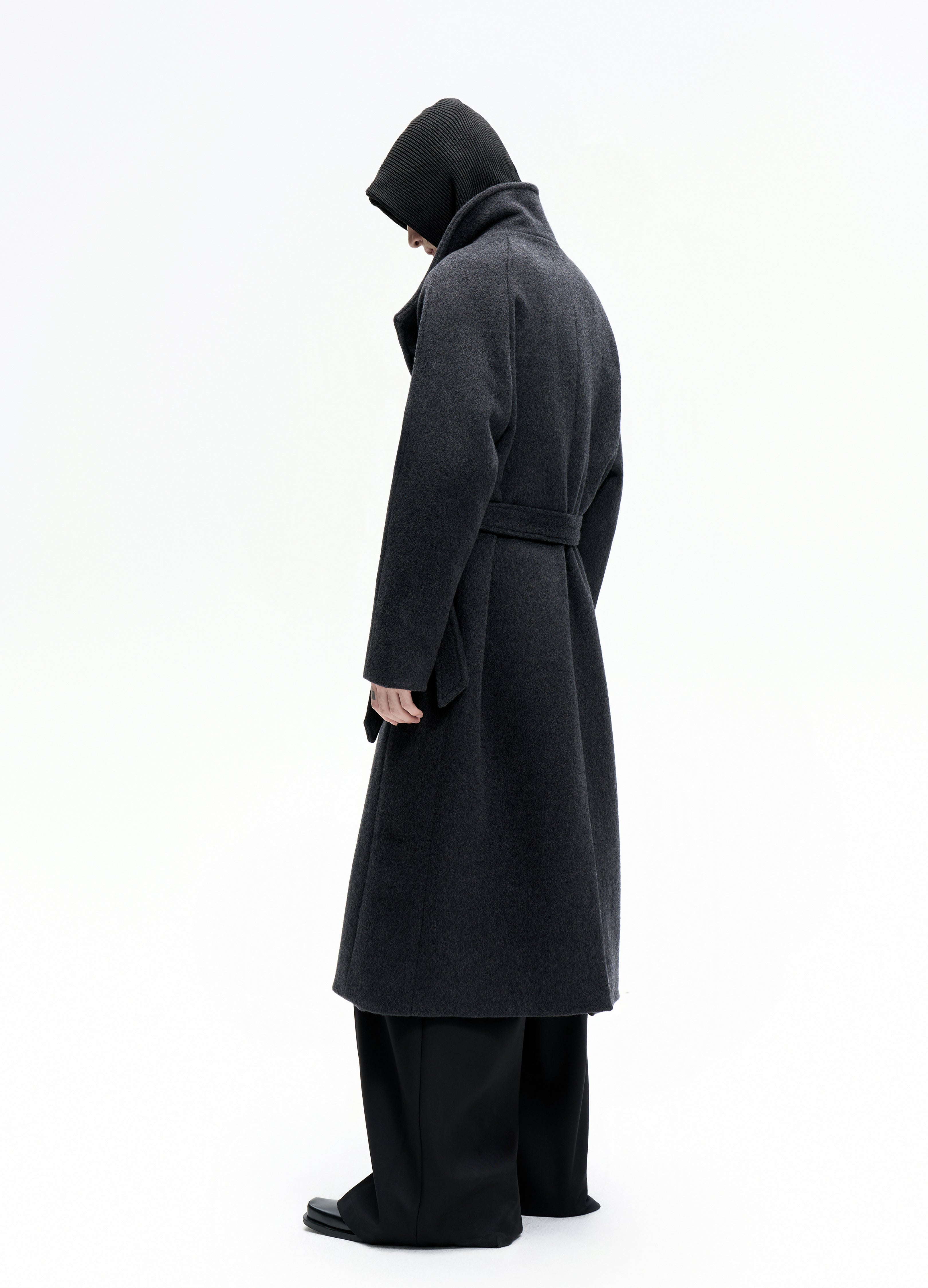 25FW BELTED DECONSTRUCT WOOL COAT