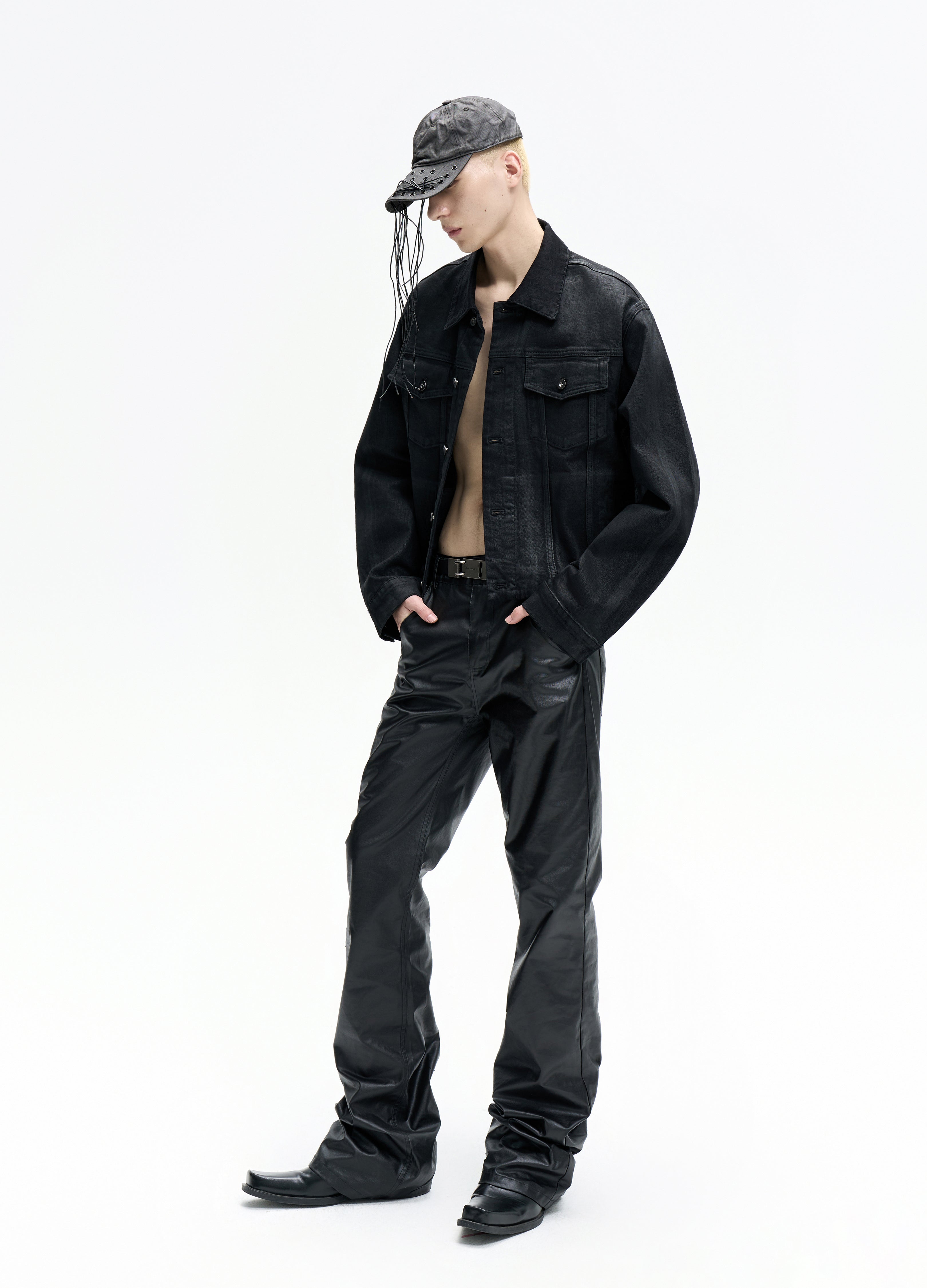 25FW WAXED SKINNY STACKED PANTS