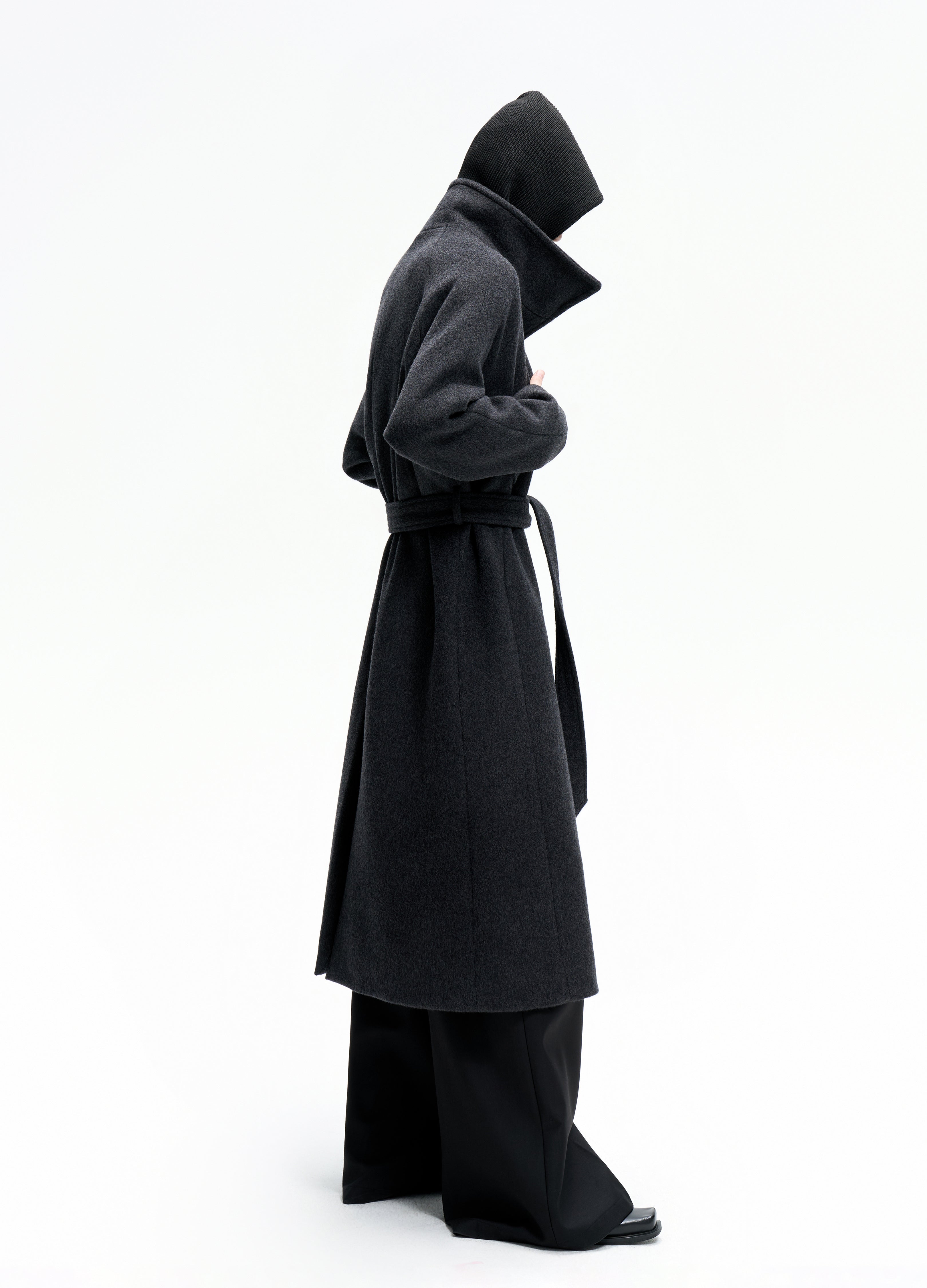 25FW BELTED DECONSTRUCT WOOL COAT