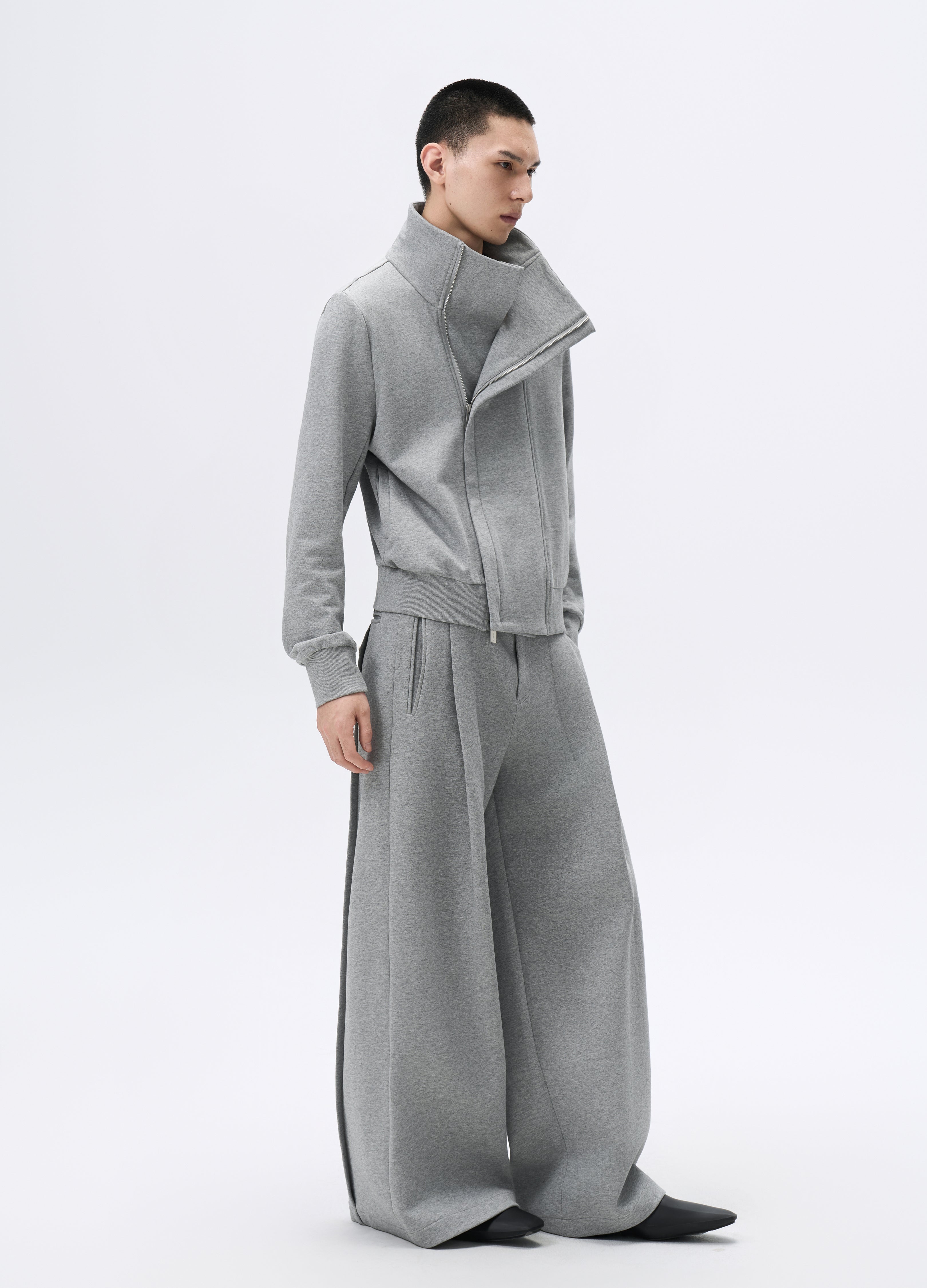 25FW GREY ZIP CROPPED JACKET