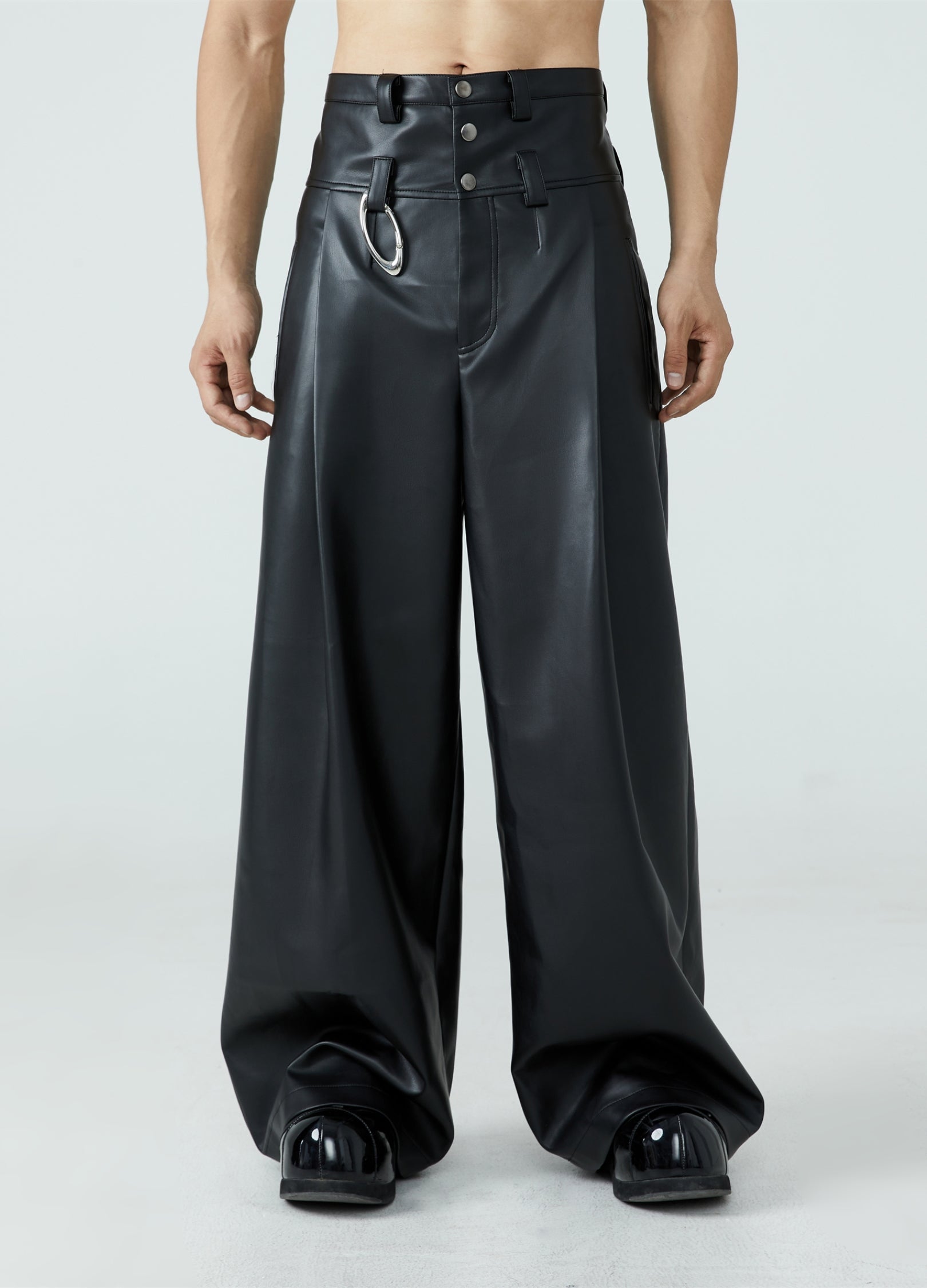 23FW High Waist PU Leather Pants