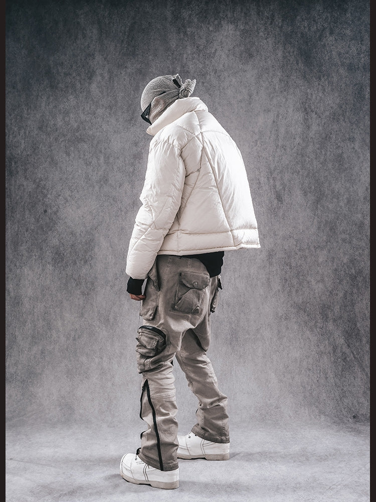 Distressed Slim-Fit Cargo Pants - Futuristic Wasteland Style