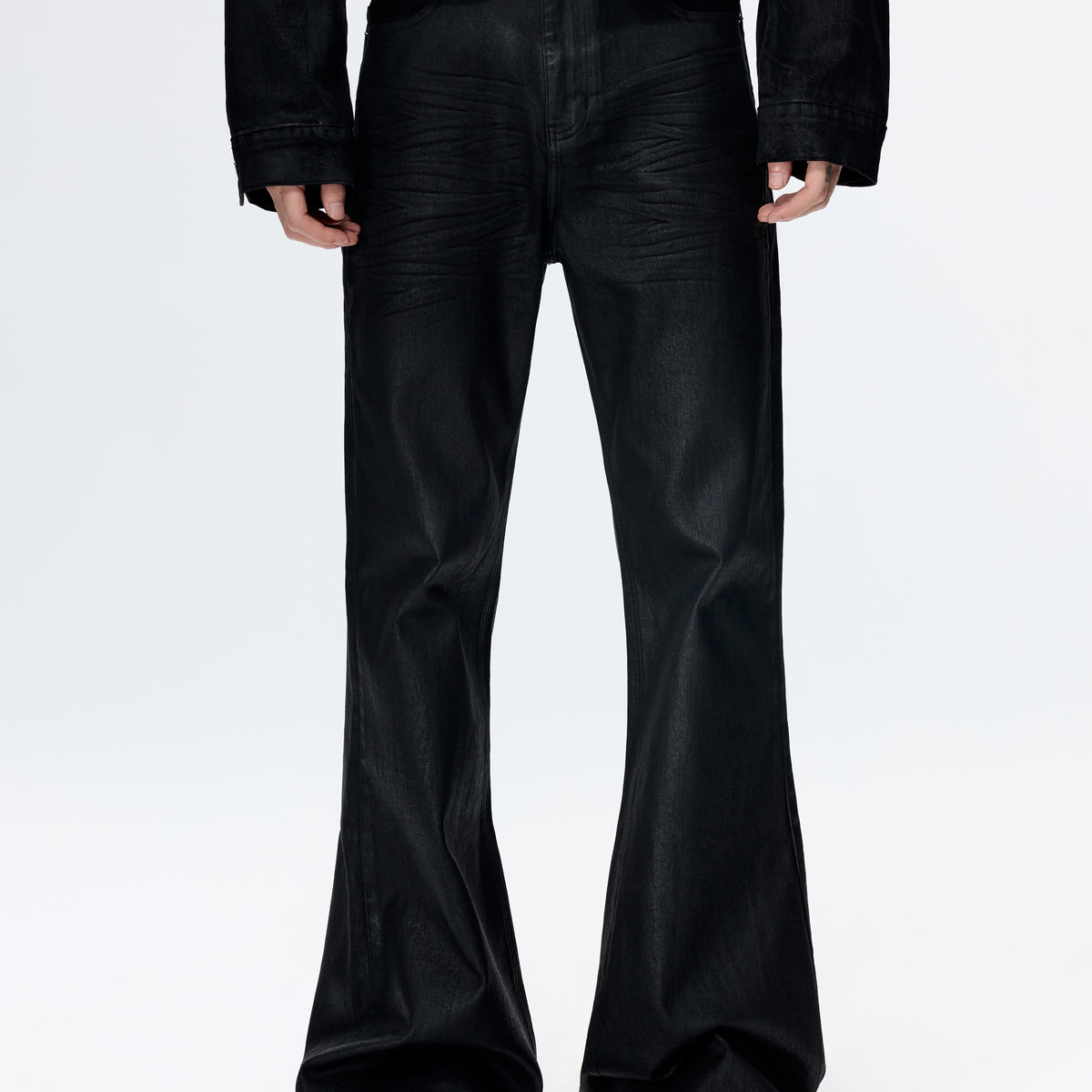 25FW WAXED FLARE DENIM TROUSERS 25FW FILTH Wax Wide Denim Pants