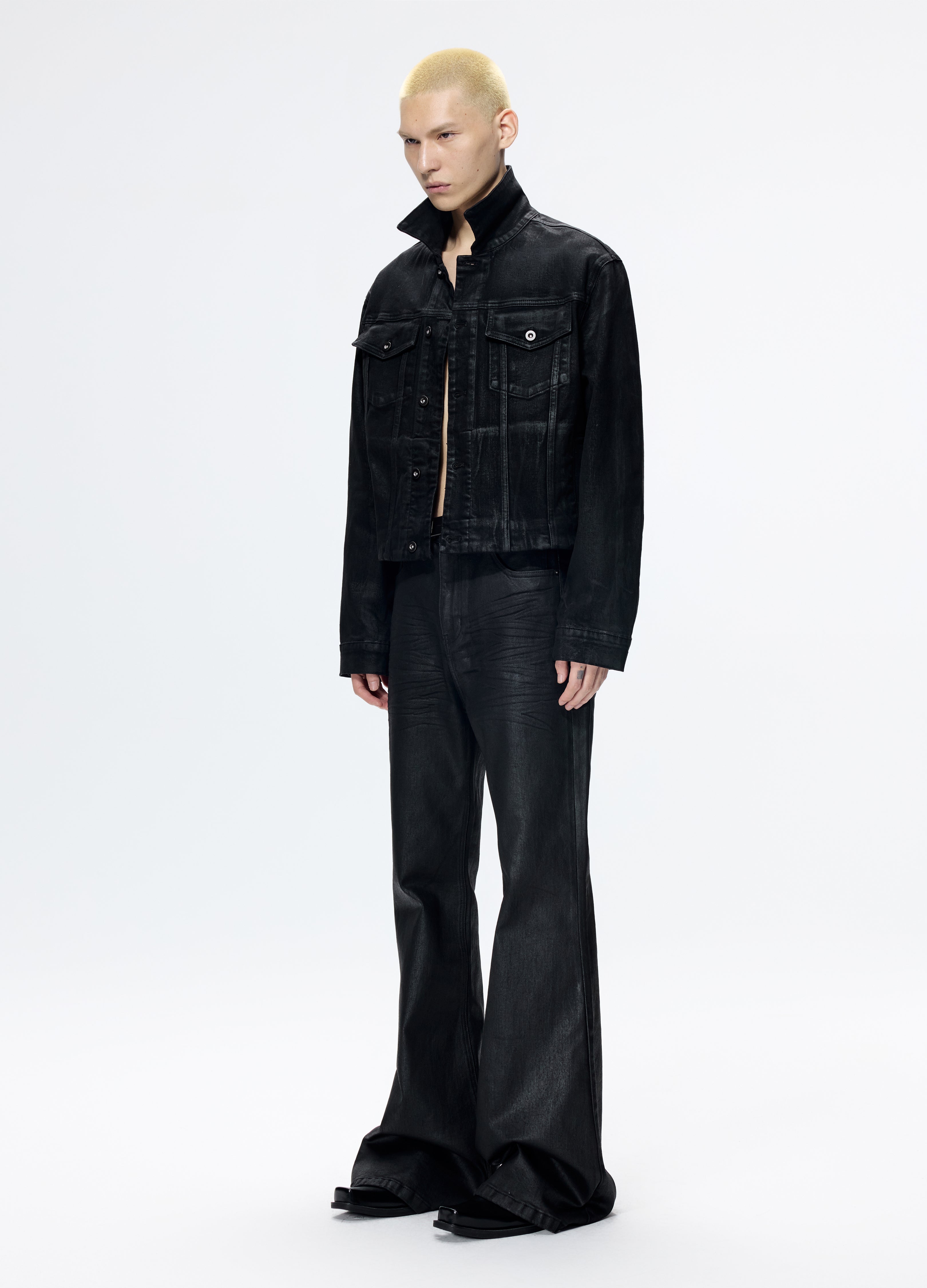 25FW WAXED FLARE DENIM TROUSERS