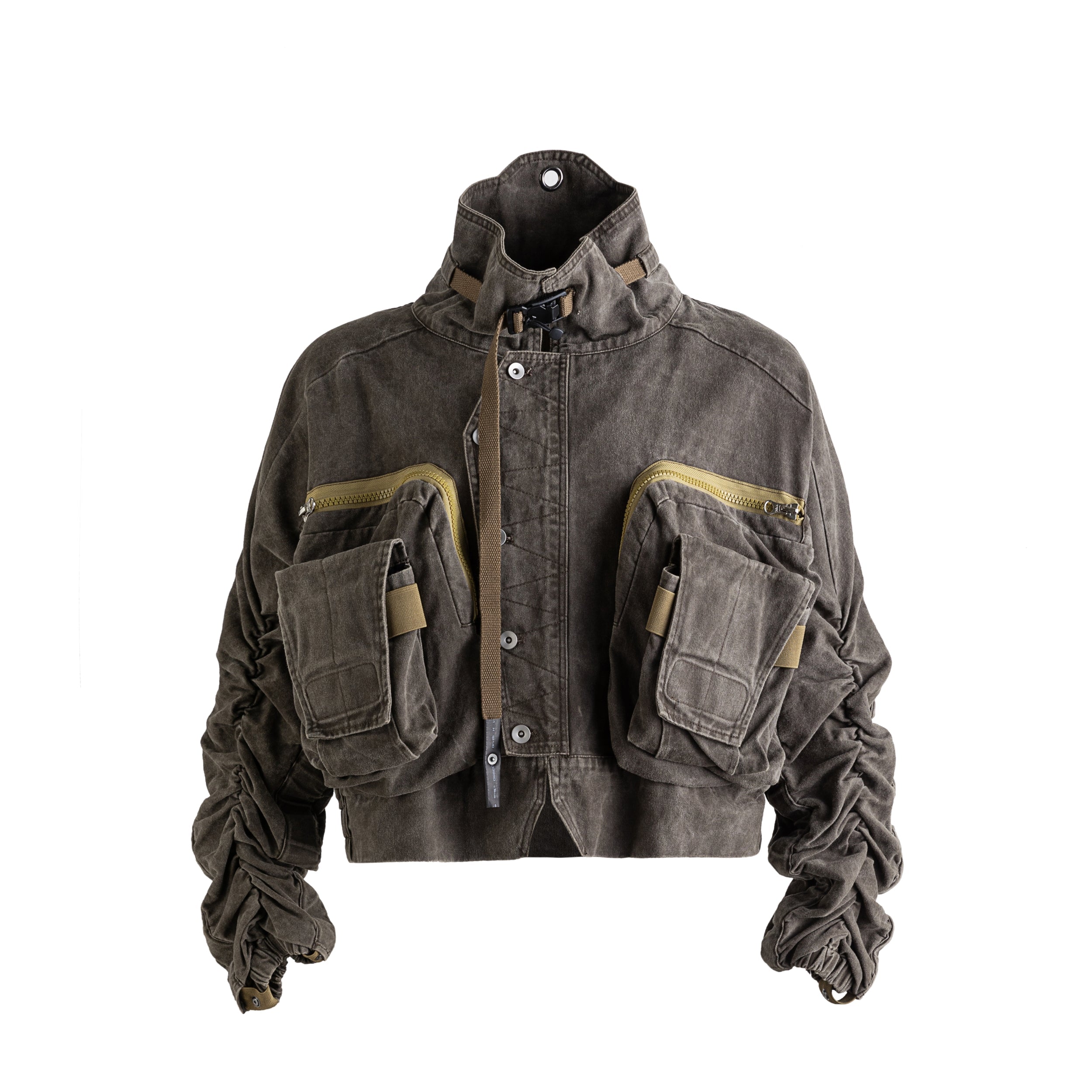 Wasteland Stand Collar Short Workwear Denim Jacket