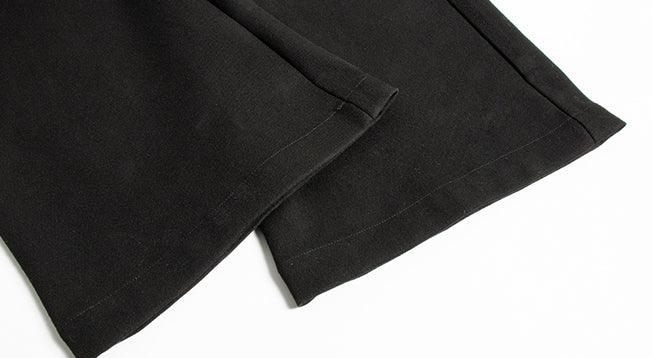 Straight leg hems and stitching.