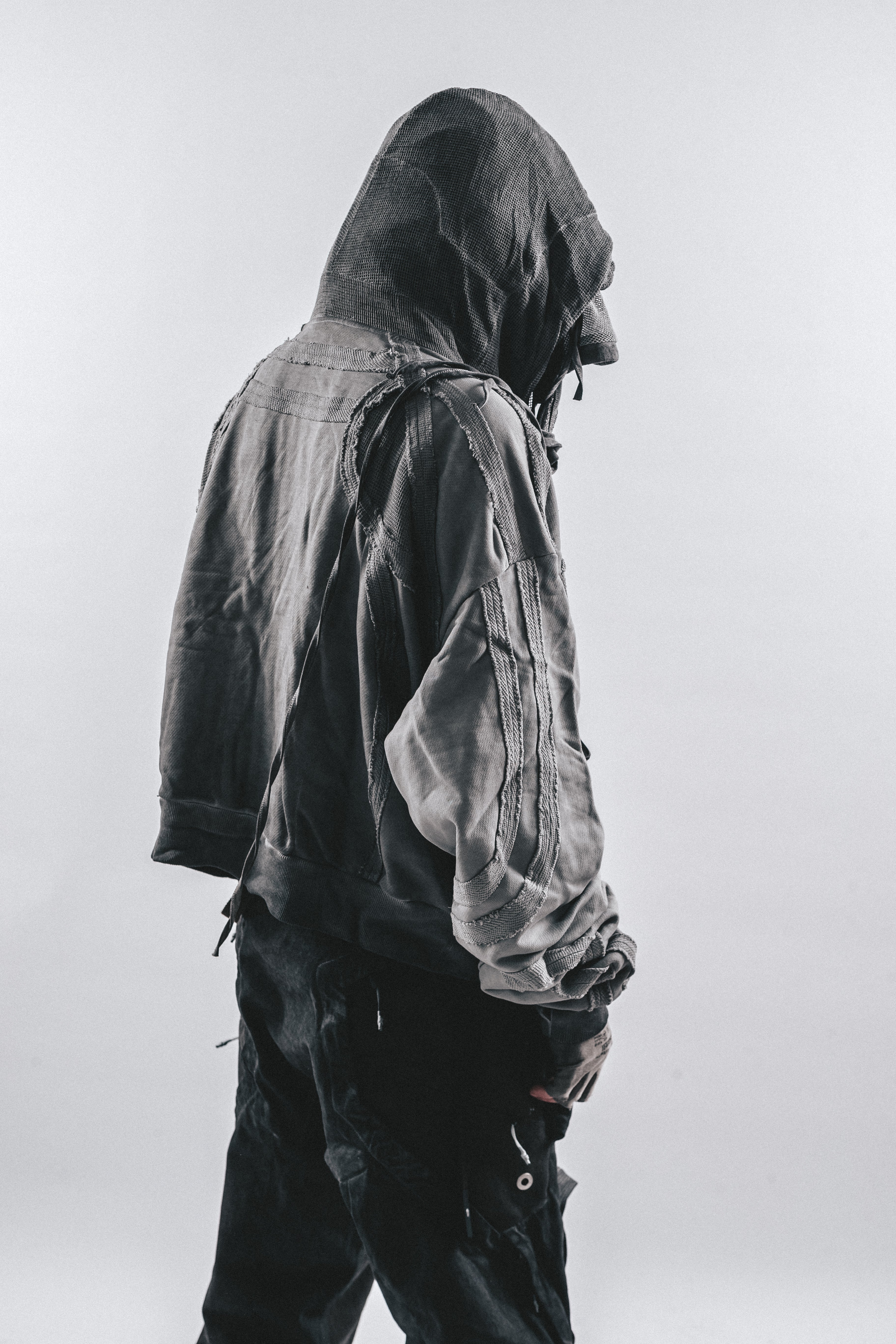 DRKLEI GEOMETRIC ZIP RUIN HOODIE