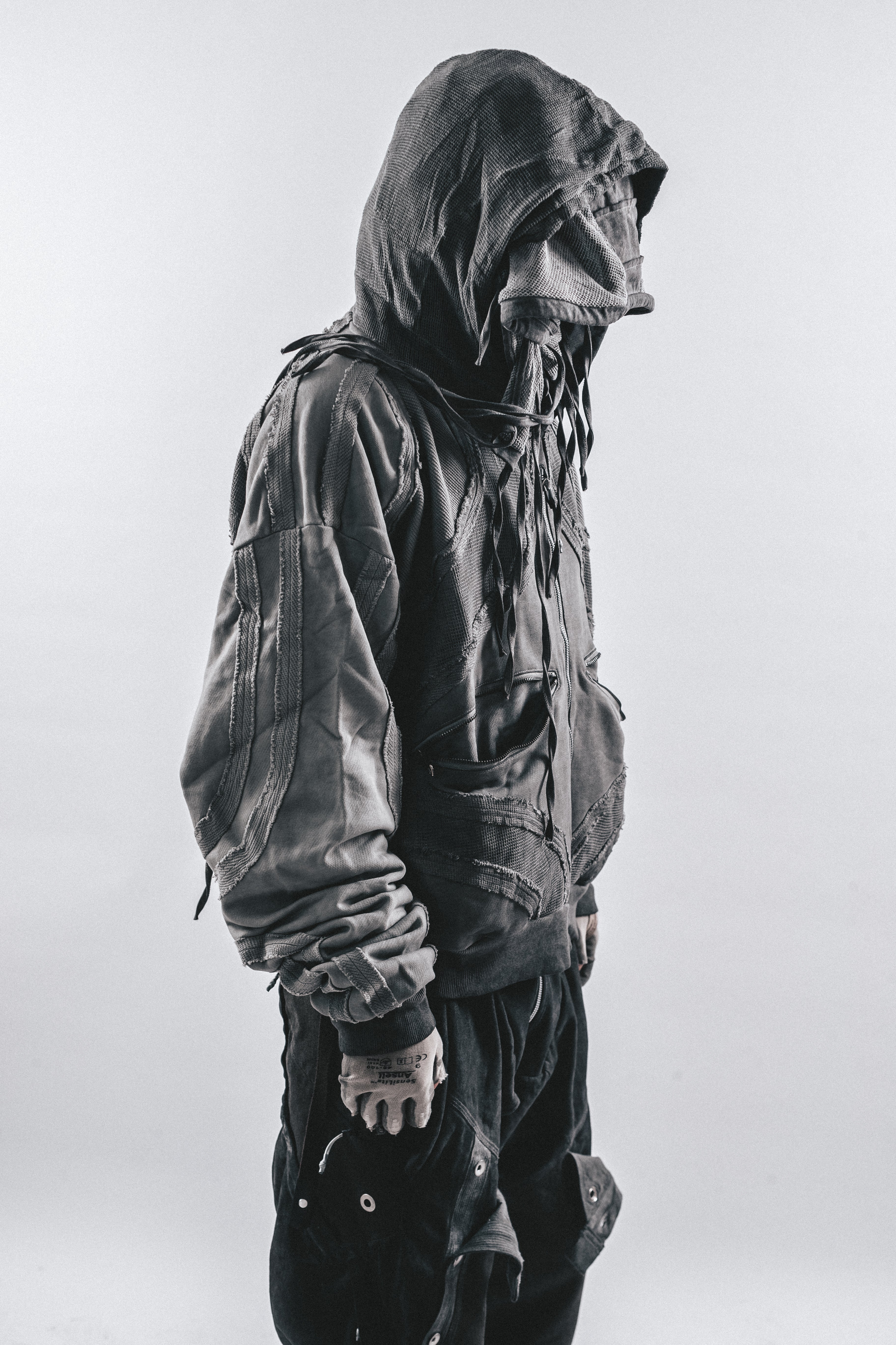 DRKLEI GEOMETRIC ZIP RUIN HOODIE