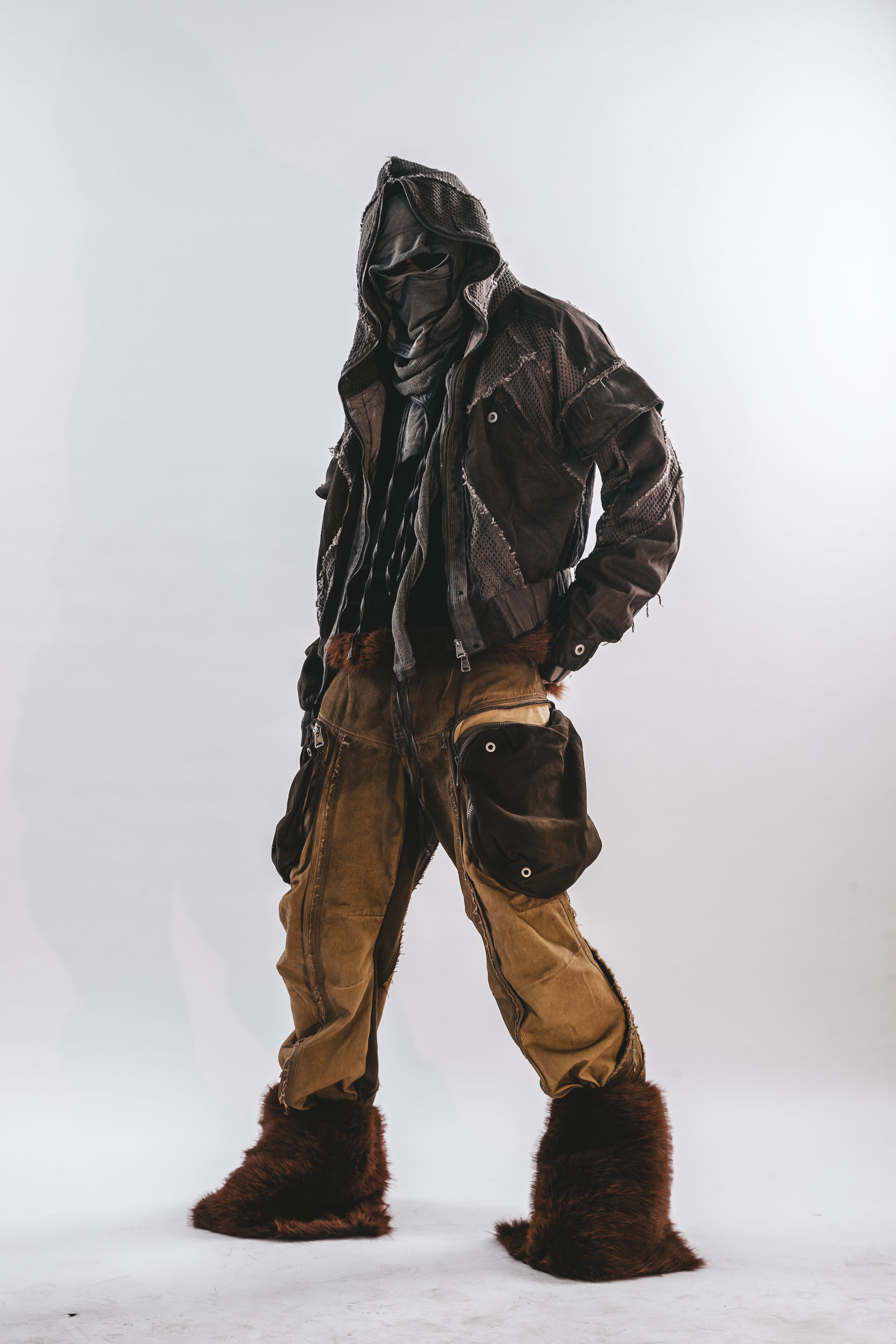 GIACCA CON CAPPUCCIO IN RETE LAVATA DRKLEI