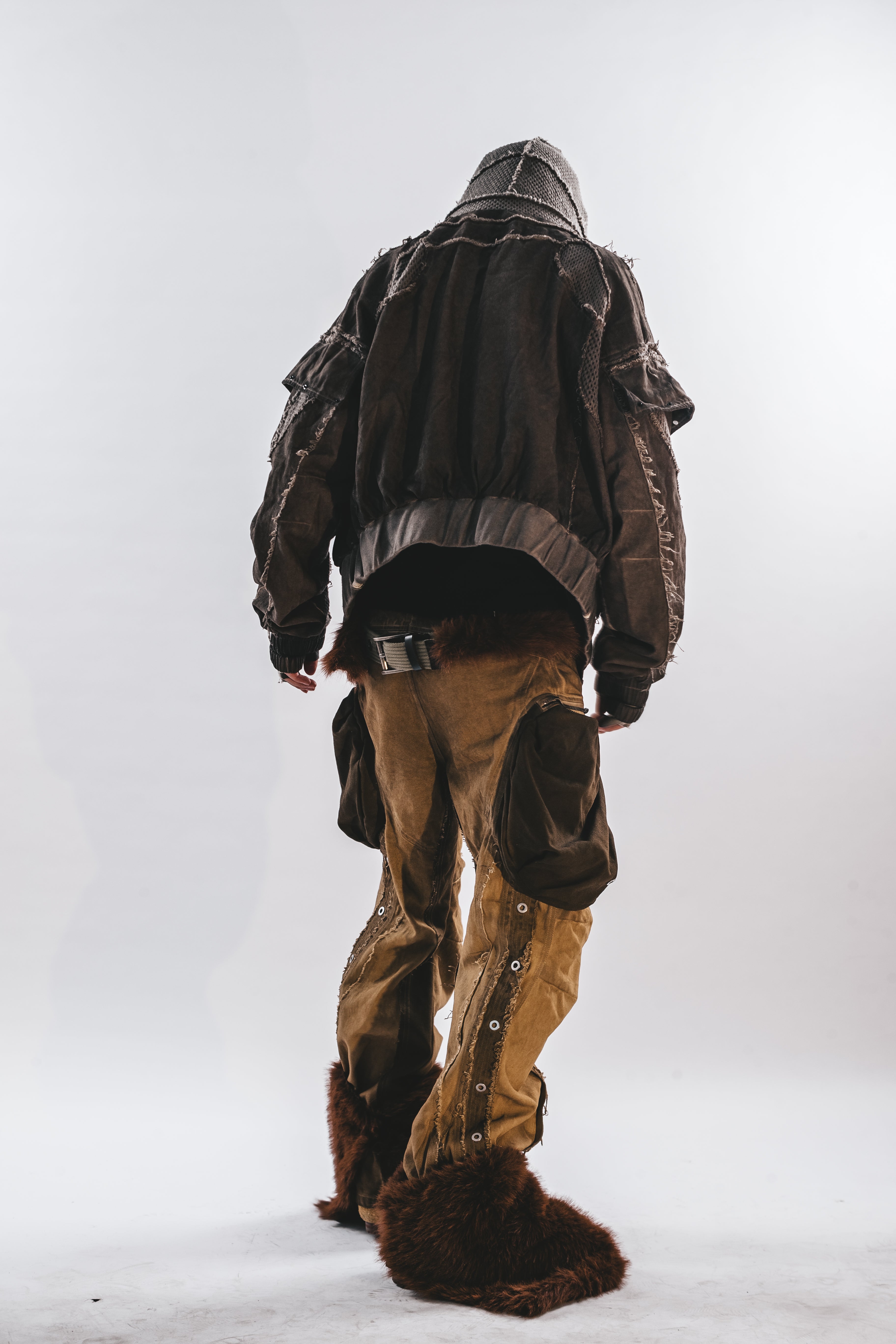 GIACCA CON CAPPUCCIO IN RETE LAVATA DRKLEI