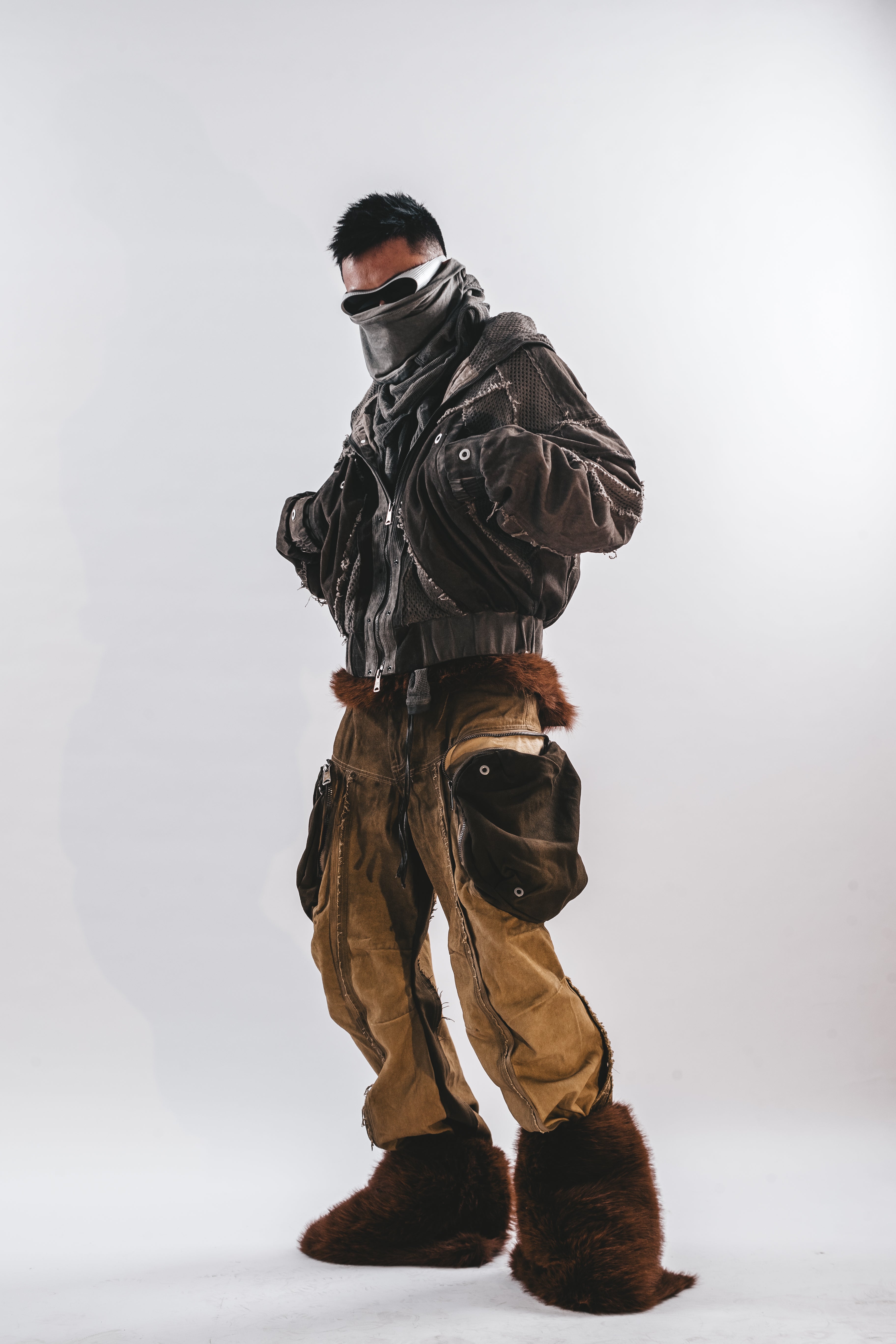 GIACCA CON CAPPUCCIO IN RETE LAVATA DRKLEI