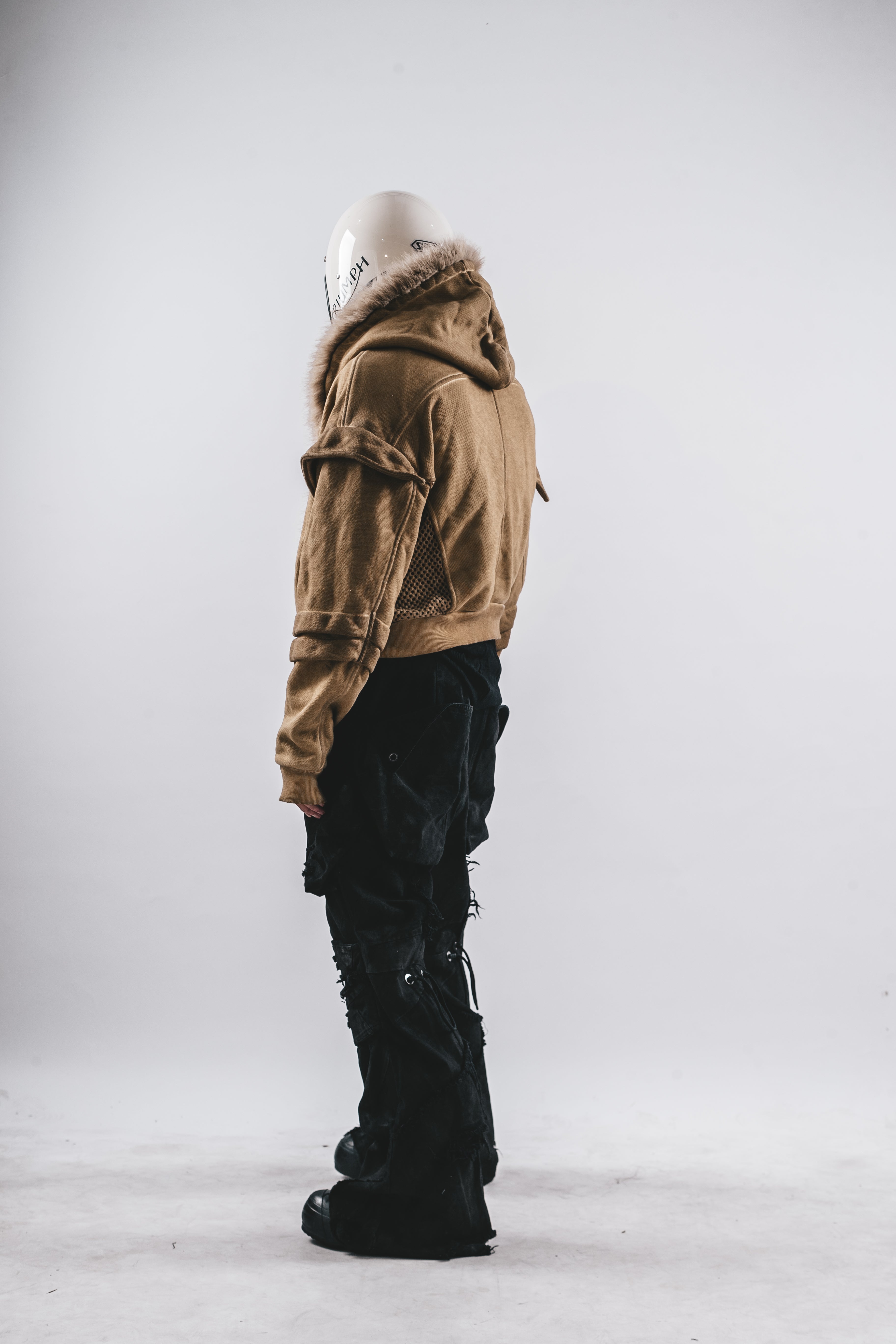 FELPA CON CAPPUCCIO IN PELLICCIA LAVATA DRKLEI