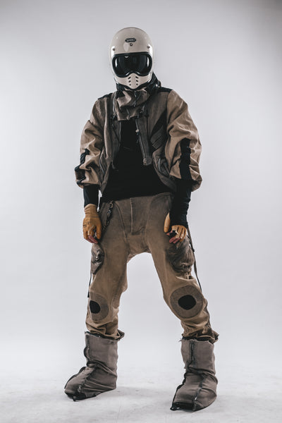 Layered Short Jacket with Detachable Net Hood