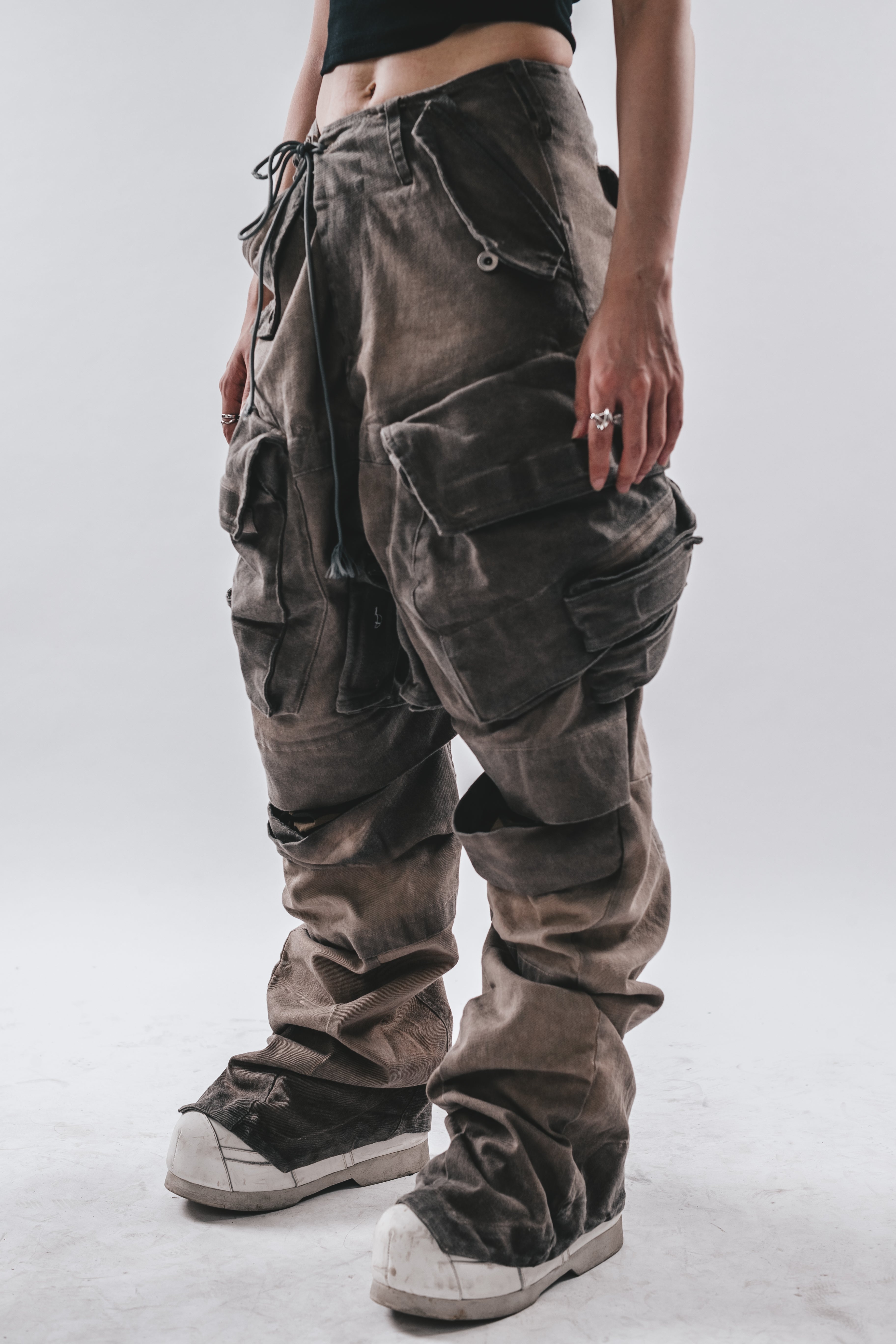 Heavy-Duty 3D Arc Pocket Washed Cargo Pants