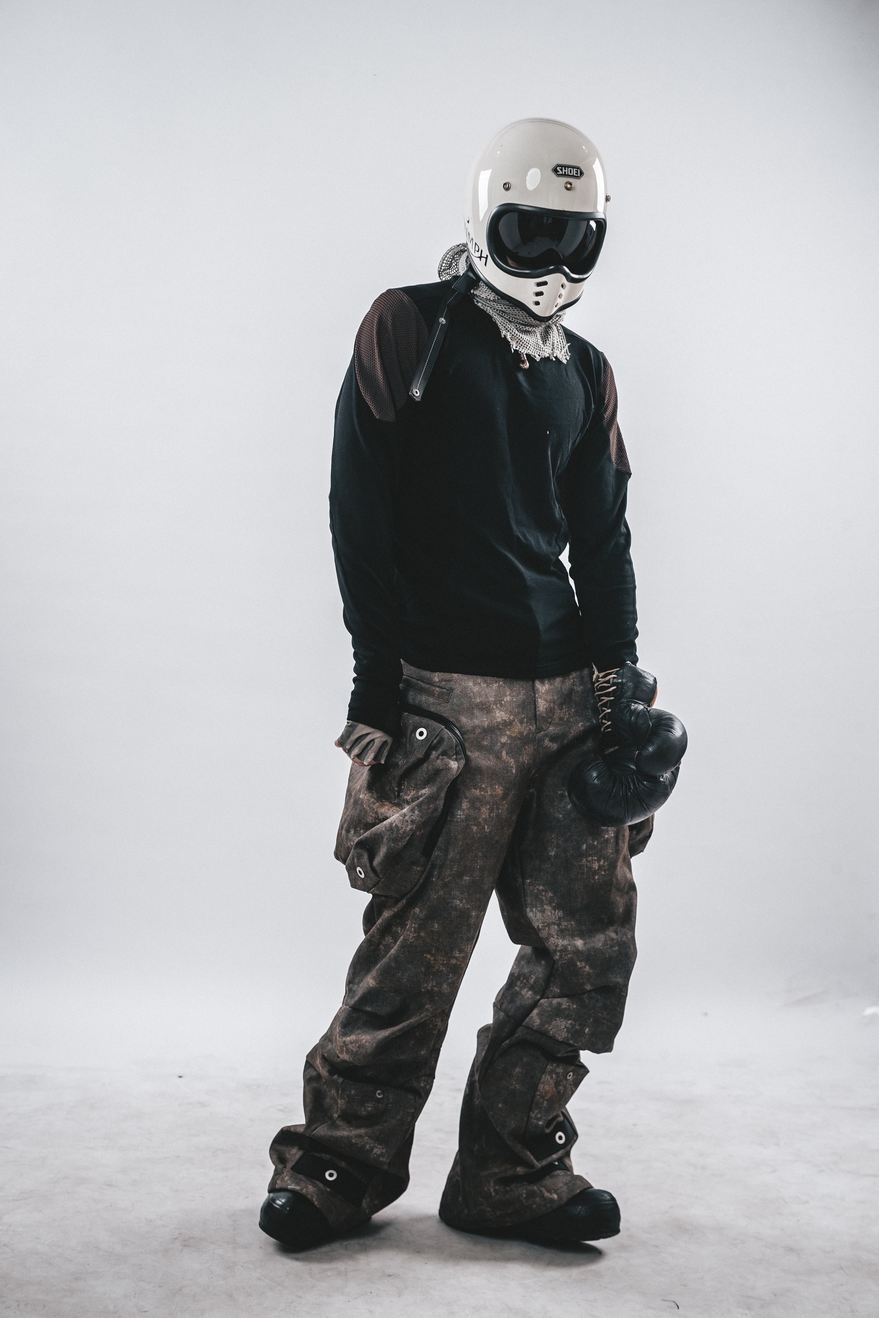 T-SHIRT LUNGA IN COTONE CON PANNELLO IN RETE DRKLEI