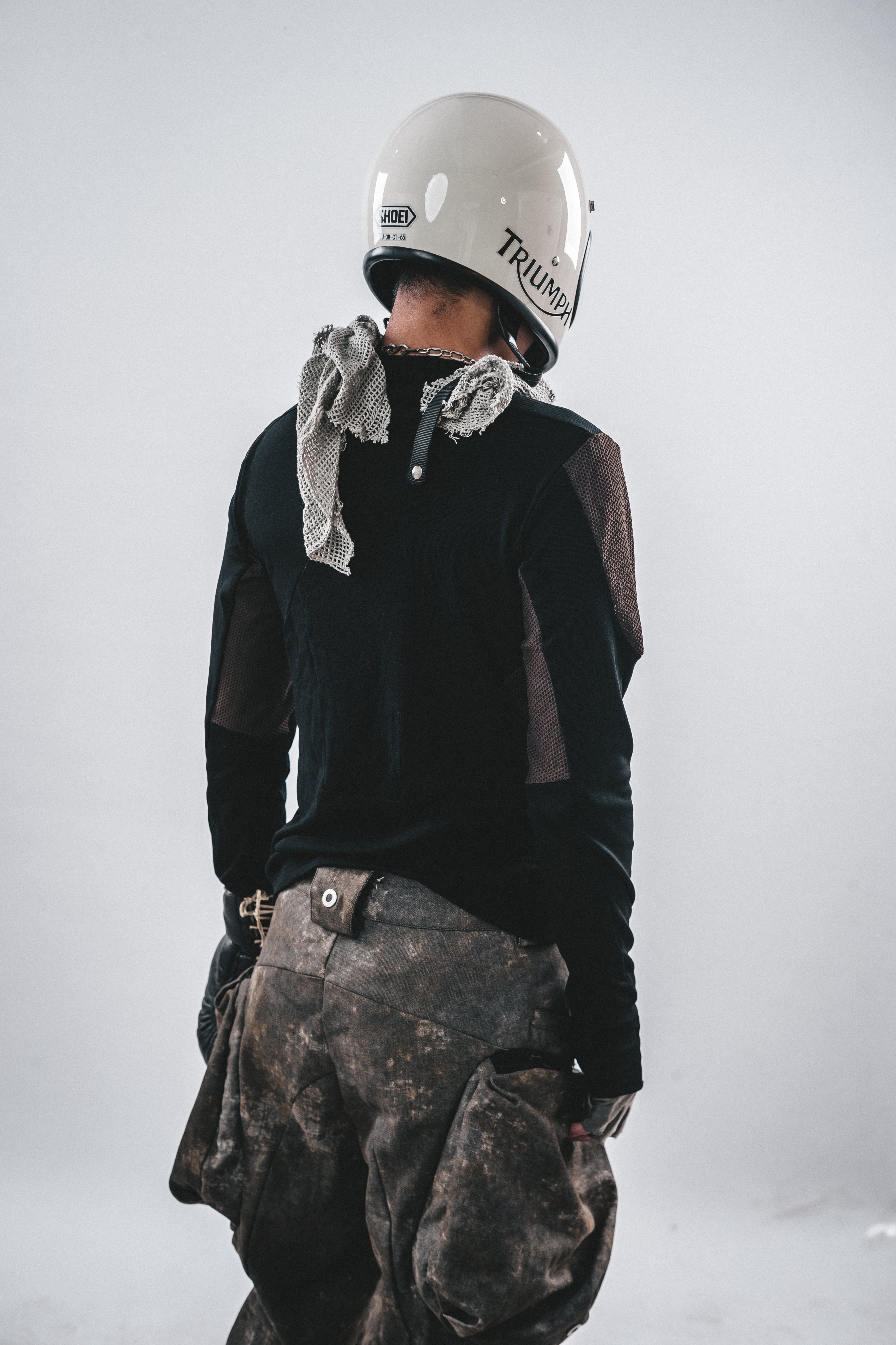 T-SHIRT LUNGA IN COTONE CON PANNELLO IN RETE DRKLEI