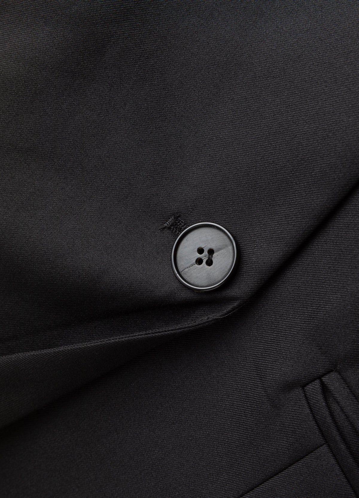 Front button and fabric surface.