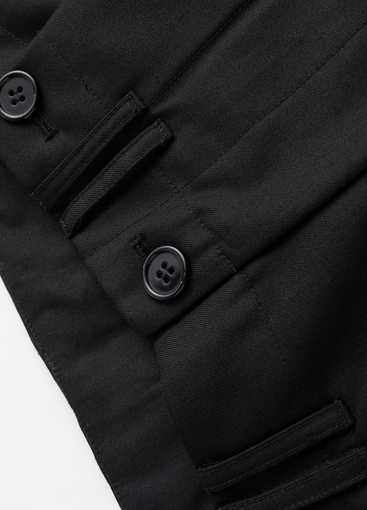Waistband button and fabric surface.
