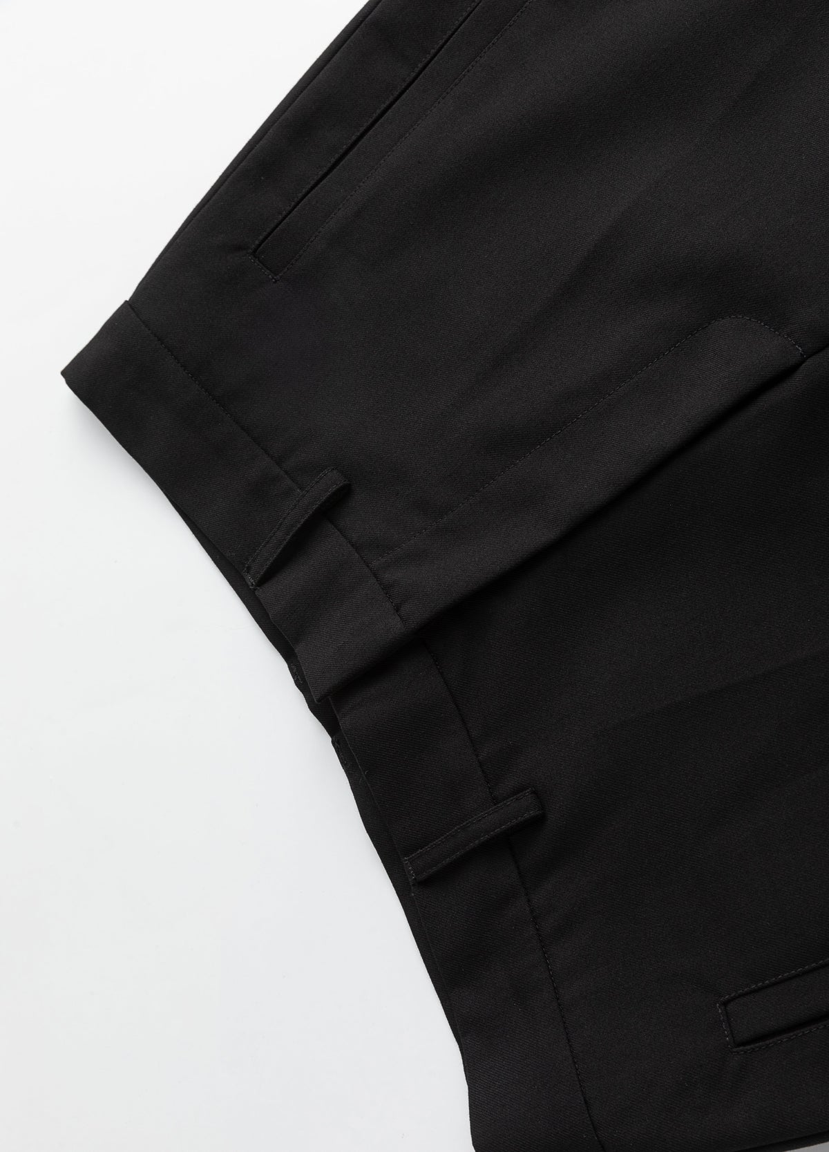 Waistband and belt loops.